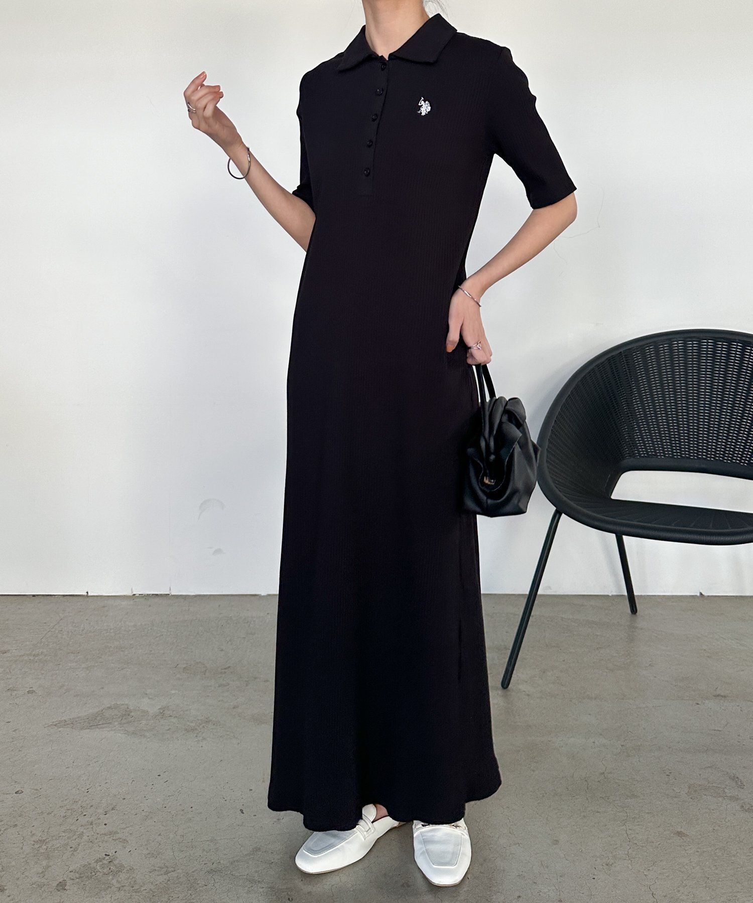 【ラナン/Ranan】のRanan/ U.S.P ポロ衿リブワンピース インテリア・キッズ・メンズ・レディースファッション・服の通販 founy(ファニー) 　ファッション　Fashion　レディースファッション　Ladies' Fashion Online　ワンピース　Dress　イタリア　Italy　腕時計　Watch　カットソー　Cut And Sew　コレクション　Collection　ストレート　Straight　スニーカー　Sneakers　スリット　Slit　トレンド　Trend　フィット　Fit　メンズ　Mens　ロング　Long　ワンポイント　One Point　おすすめ　Recommend　ブラック|ID: prp329100004498126 ipo3291000000032593321