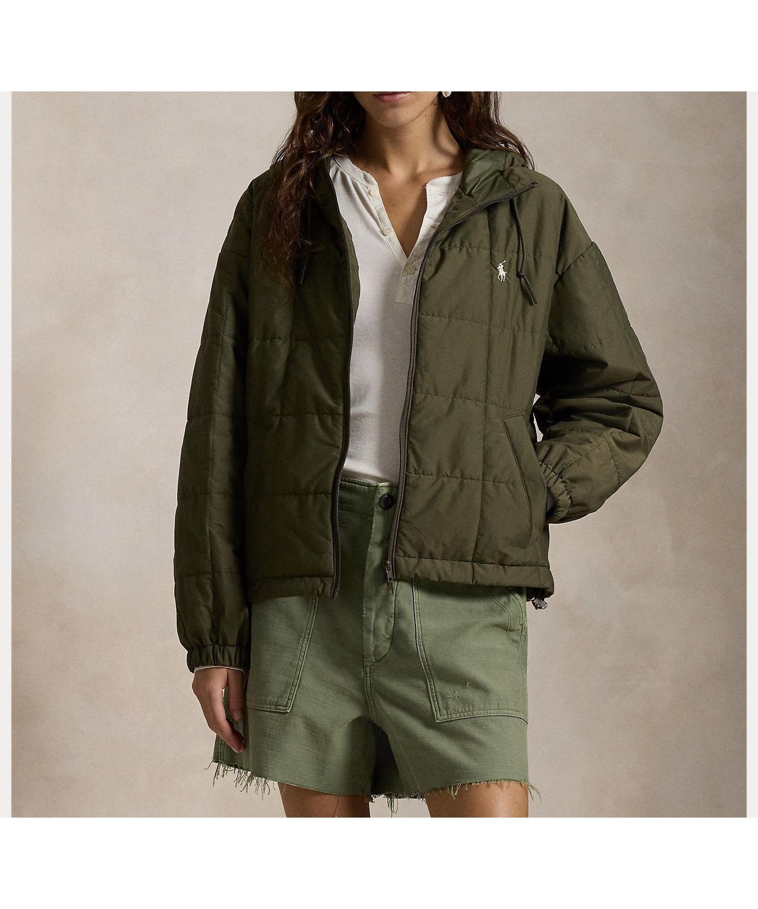【ラルフローレン/RALPH LAUREN】のボックスキルテッド フーデッド ジャケット インテリア・キッズ・メンズ・レディースファッション・服の通販 founy(ファニー) 　ファッション　Fashion　レディースファッション　WOMEN　アウター　Coat Outerwear　ジャケット　Jackets　カフス　Cuffs　キルティング　Quilting　クロップド　Cropped　ショルダー　Shoulder　ジップ　Zip　ジャケット　Jacket　ドロップ　Drop　ドローコード　Draw Cord　ドローストリング　Drawstring　フロント　Front　ボックス　Box　ポケット　Pocket　長袖　Long Sleeve　300グリーン|ID: prp329100004498150 ipo3291000000031732879