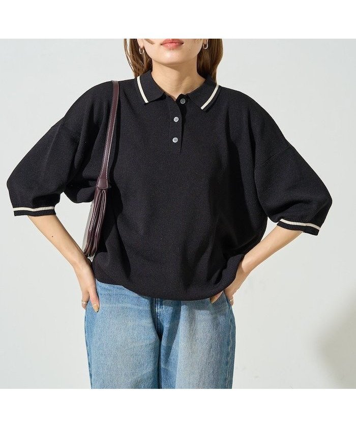 【フリークスストア/FREAK'S STORE】のサマーニット ライン 半袖 ポロシャツ(ハンドウォッシャブル)【限定展開】 25SS インテリア・キッズ・メンズ・レディースファッション・服の通販 founy(ファニー) 　ファッション　Fashion　レディースファッション　WOMEN　トップス・カットソー　Tops/Tshirt　ニット　Knit Tops　シャツ/ブラウス　Shirts/Blouses　ポロシャツ　Polo Shirts　2025年　2025　2025春夏・S/S　Ss,Spring/Summer,2025　サマー　Summer　ベーシック　Basic　ポロシャツ　Polo Shirt　半袖　Short Sleeve　夏　Summer　春　Spring　S/S・春夏　Ss・Spring/Summer　ブラック|ID: prp329100004498270 ipo3291000000031858415