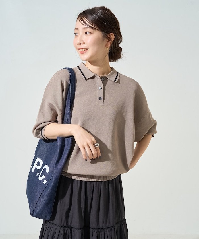【フリークスストア/FREAK'S STORE】のサマーニット ライン 半袖 ポロシャツ(ハンドウォッシャブル)【限定展開】 25SS インテリア・キッズ・メンズ・レディースファッション・服の通販 founy(ファニー) 　ファッション　Fashion　レディースファッション　WOMEN　トップス・カットソー　Tops/Tshirt　ニット　Knit Tops　シャツ/ブラウス　Shirts/Blouses　ポロシャツ　Polo Shirts　2025年　2025　2025春夏・S/S　Ss,Spring/Summer,2025　サマー　Summer　ベーシック　Basic　ポロシャツ　Polo Shirt　半袖　Short Sleeve　夏　Summer　春　Spring　S/S・春夏　Ss・Spring/Summer　ベージュ|ID: prp329100004498270 ipo3291000000031858416