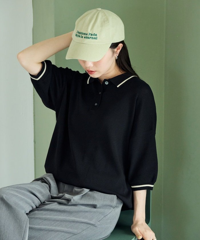 【フリークスストア/FREAK'S STORE】のサマーニット ライン 半袖 ポロシャツ(ハンドウォッシャブル)【限定展開】 25SS インテリア・キッズ・メンズ・レディースファッション・服の通販 founy(ファニー) 　ファッション　Fashion　レディースファッション　Ladies' Fashion Online　トップス・カットソー　Tops/Tshirt　ニット　Knit Tops　シャツ/ブラウス　Shirts/Blouses　ポロシャツ　Polo Shirts　2025年　2025　2025春夏・S/S　Ss,Spring/Summer,2025　サマー　Summer　ベーシック　Basic　ポロシャツ　Polo Shirt　半袖　Short Sleeve　夏　Summer　春　Spring　S/S・春夏　Ss・Spring/Summer　ブラック|ID: prp329100004498270 ipo3291000000032393391