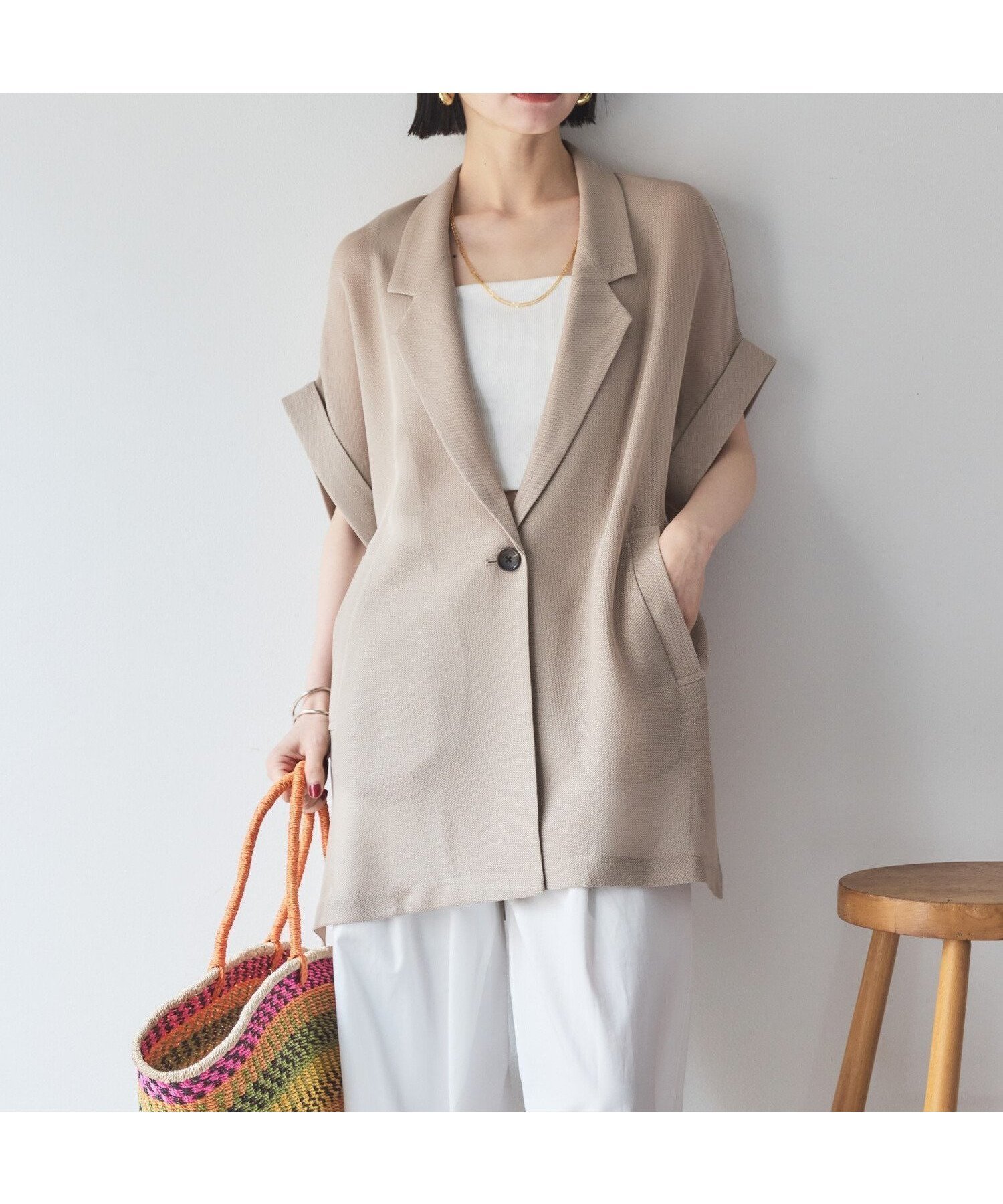 【ドゥ アルシーヴ/Doux archives】の【即完売アイテム/体型カバー】メッシュフレンチスリーブジャケット インテリア・キッズ・メンズ・レディースファッション・服の通販 founy(ファニー) 　ファッション　Fashion　レディースファッション　Fashion for Women　アウター　Coat / Outerwear Collection　レディースジャケット・軽アウター　Jackets　インナー　Innerwear　シアー　Sheer, See-Through　切替　Switching, Contrast Panel　BEIGE|ID: prp329100004498348 ipo3291000000033582582