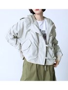 【ラシュッド/LASUD】のシャーリングミリタリーライクブルゾン グレー|ID: prp329100004498704 ipo3291000000031872969