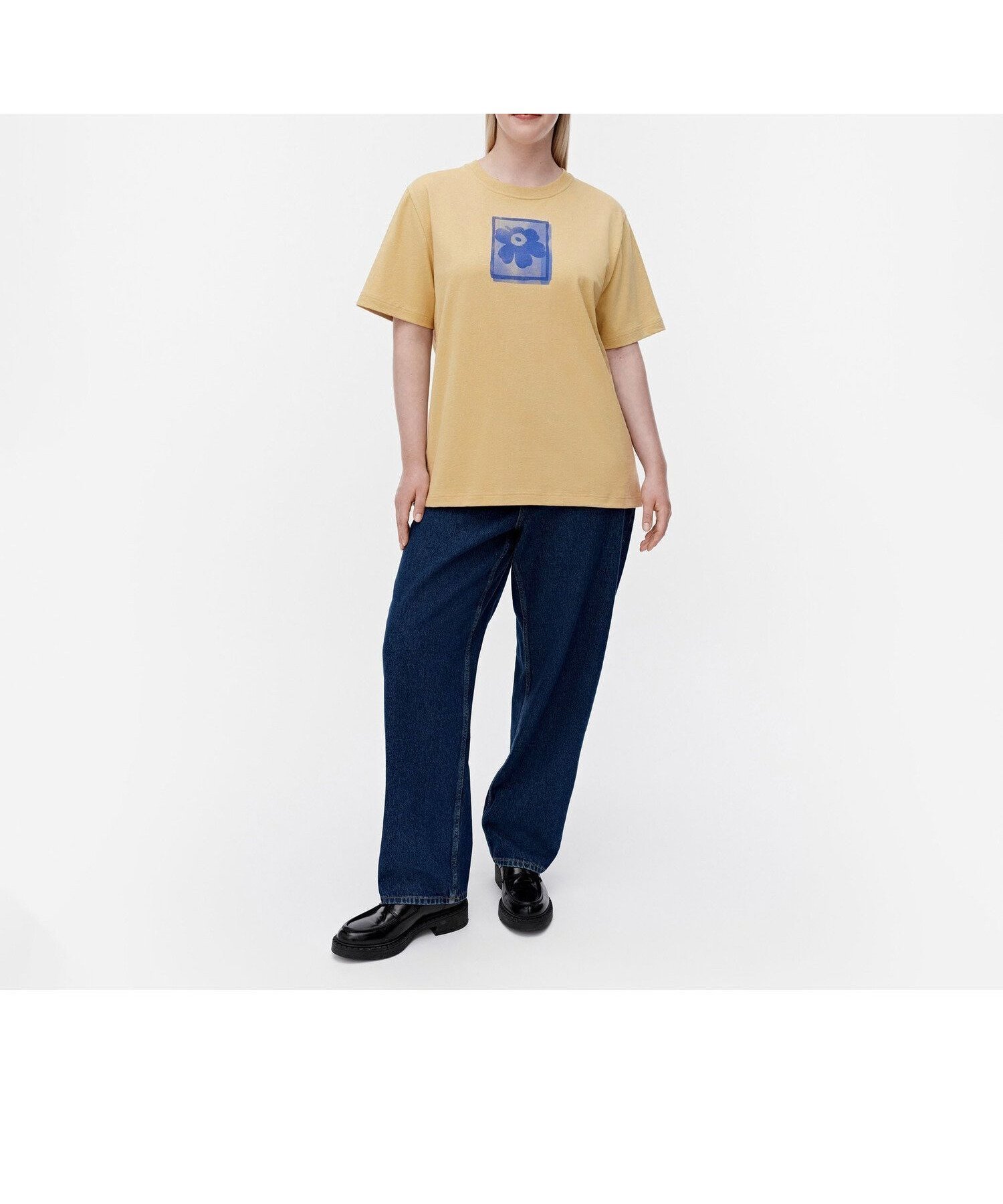 【マリメッコ/marimekko】のTremolo Unikko Placement Tシャツ インテリア・キッズ・メンズ・レディースファッション・服の通販 founy(ファニー) 　ファッション　Fashion　レディースファッション　WOMEN　トップス・カットソー　Tops/Tshirt　シャツ/ブラウス　Shirts/Blouses　ロング / Tシャツ　T-Shirts　スタイリッシュ　Stylish　フィット　Fit　プリント　Print　モチーフ　Motif　ワンポイント　One Point　ベージュ×ダークブルー|ID: prp329100004498938 ipo3291000000031739417