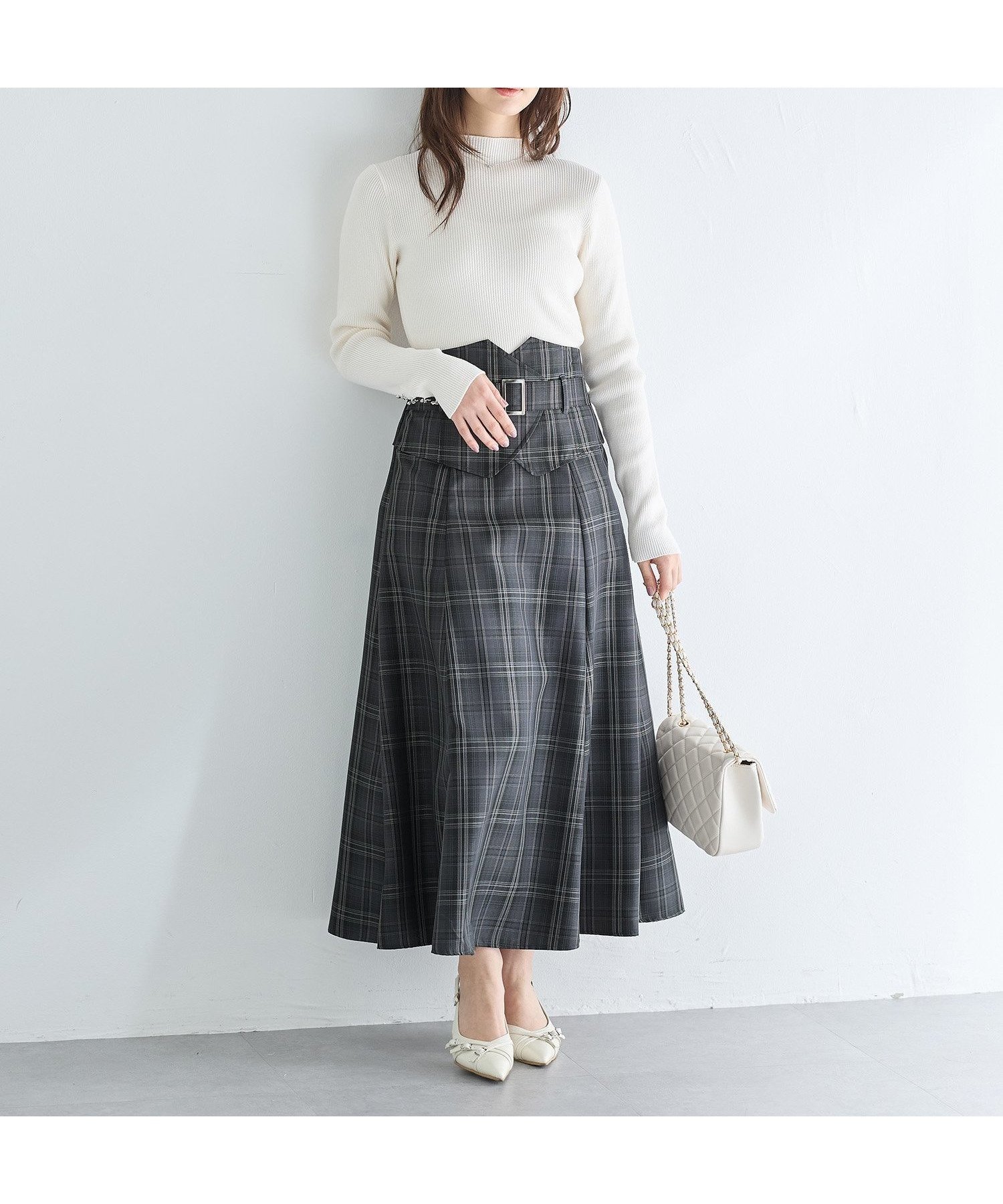 【イング/INGNI】のINGNI/コルセットドッキングフレアSK インテリア・キッズ・メンズ・レディースファッション・服の通販 founy(ファニー) 　ファッション　Fashion　レディースファッション　WOMEN　スカート　Skirt　ウェーブ　Wave　コルセット　Corset　コンパクト　Compact　シンプル　Simple　ジップ　Zip　スマホ　Smartphone　チェック　Check　ドッキング　Docking　フェミニン　Feminine　フレア　Flare　ロング　Long　冬　Winter　夏　Summer　クロ/チェック|ID: prp329100004499439 ipo3291000000031744255