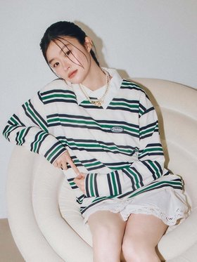 【リリーブラウン/Lily Brown】の【LILY BROWN Dickies】マルチボーダーロンT 人気、トレンドファッション・服の通販 founy(ファニー) ファッション Fashion レディースファッション WOMEN トップス・カットソー Tops/Tshirt ロング / Tシャツ T-Shirts コレクション Collection 鹿の子 Pique スタイリッシュ Stylish プリーツ Pleats ミニスカート Mini Skirt |ID:prp329100004499456