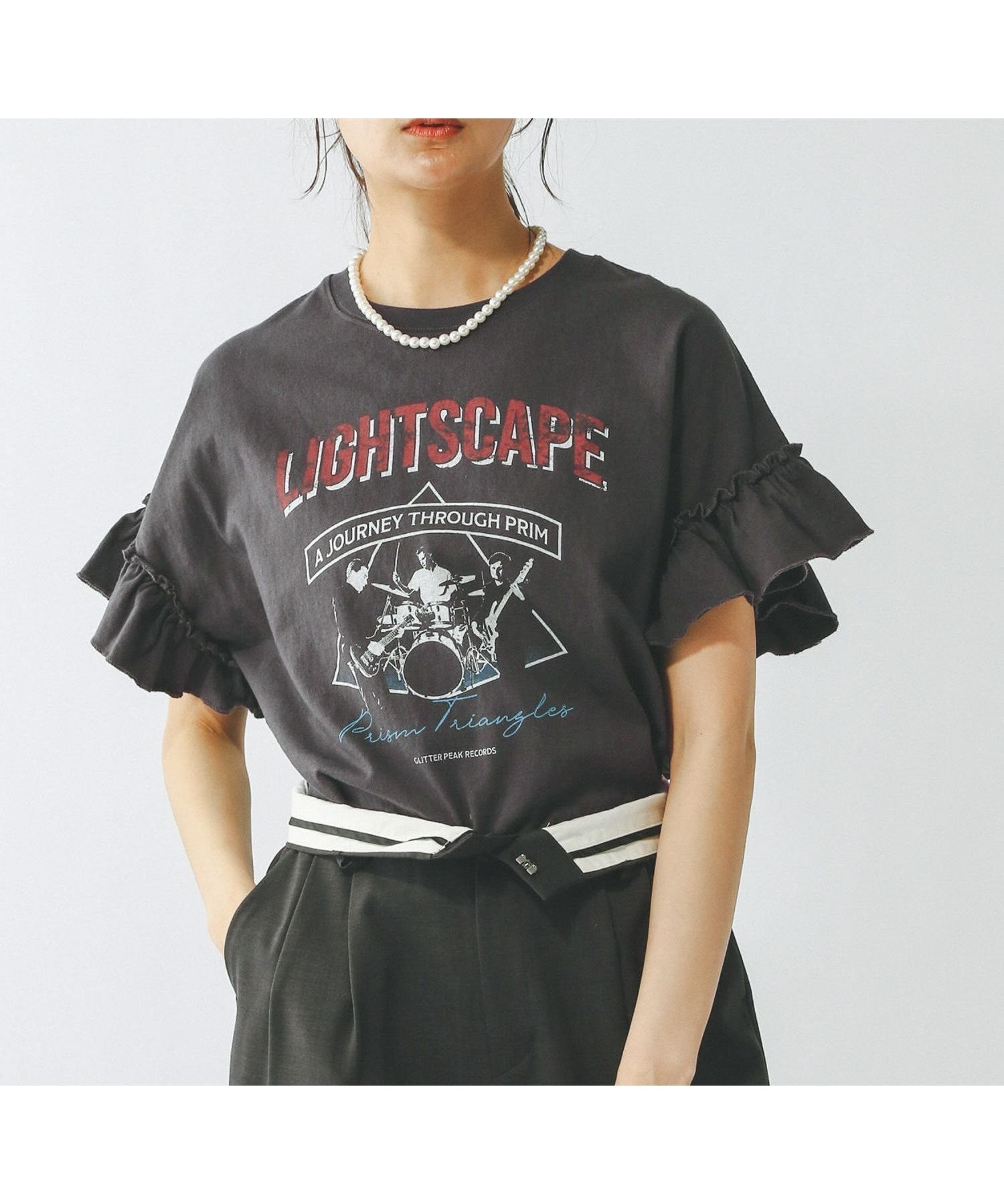 【グローバルワーク/GLOBAL WORK】のヘビロッTEEフリルプリント半袖/325970 インテリア・キッズ・メンズ・レディースファッション・服の通販 founy(ファニー) 　ファッション　Fashion　レディースファッション　Fashion for Women　トップス・カットソー　Cut & Sew Tops　インナー　Innerwear　サロペット　Overalls, Salopette　ジャケット　Jacket, Outerwear　トレンド　Trend, Trending Now　フリル　Frill, Ruffle　フレアースカート　Flared Skirt, A-Line Skirt　フロント　Front, Front Design　プリント　Print, Printed Pattern　ヴィンテージ　Vintage Style　半袖　Short Sleeve, Half Sleeve　スミクロ/レッドロゴ19|ID: prp329100004499467 ipo3291000000032722795