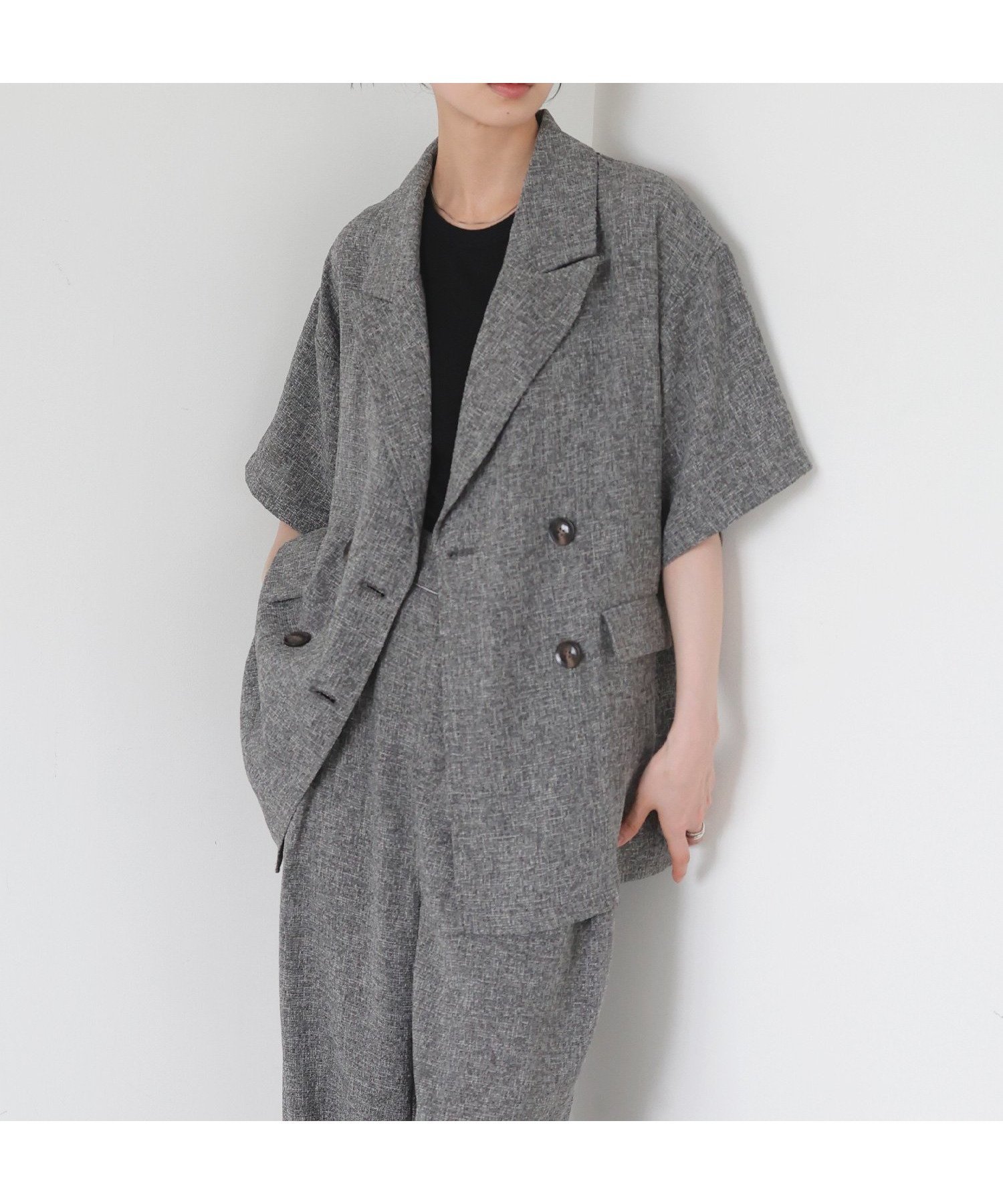 【リアン/Lian】のサマーツイードハーフジャケット インテリア・キッズ・メンズ・レディースファッション・服の通販 founy(ファニー) 　ファッション　Fashion　レディースファッション　Fashion for Women　アウター　Coat / Outerwear Collection　レディースジャケット・軽アウター　Jackets　今季　This Season, Current Season　半袖　Short Sleeve, Half Sleeve　夏　Summer　グレー|ID: prp329100004499734 ipo3291000000032765690
