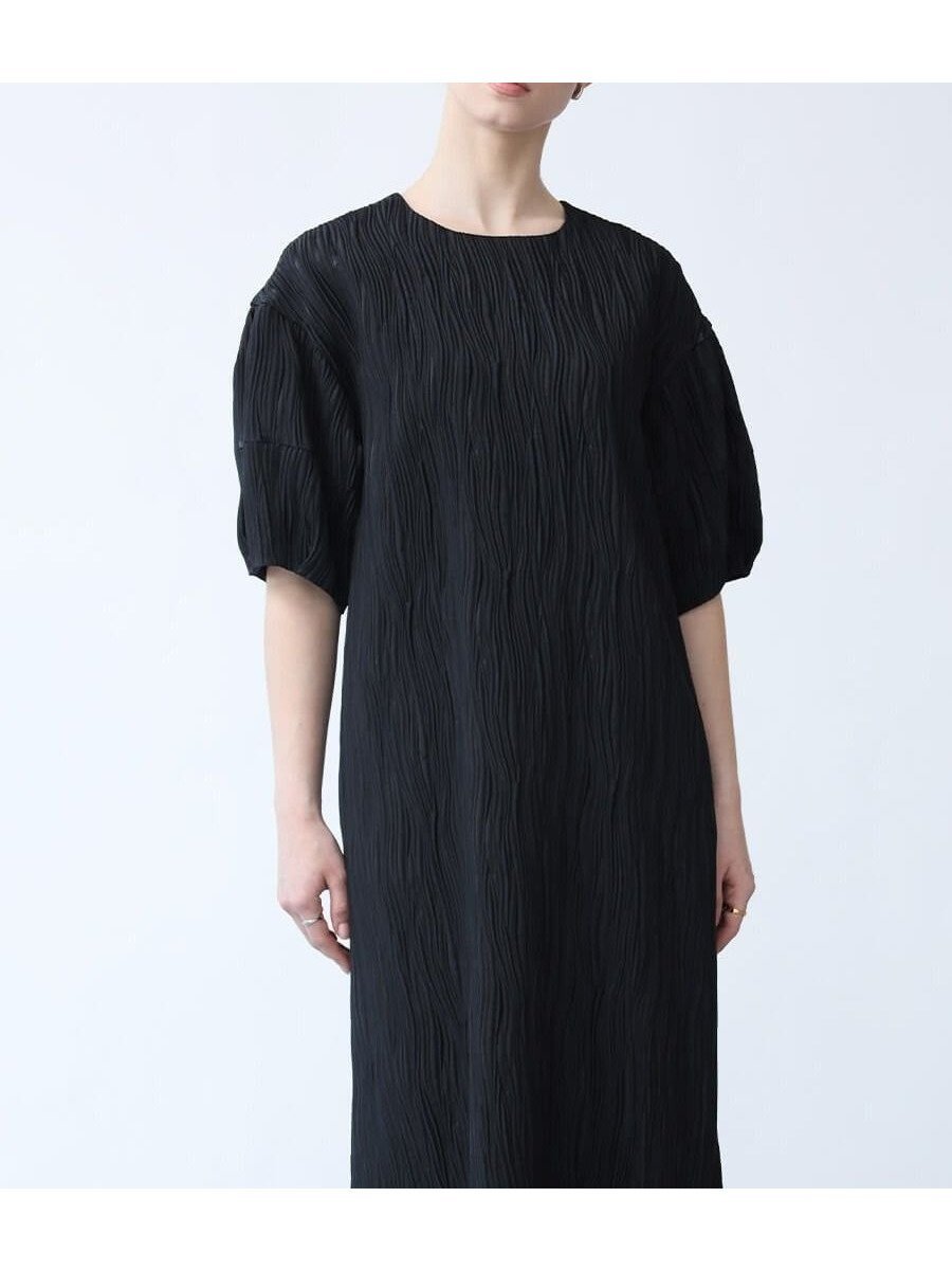 【ラシュッド/LASUD】の木目柄ふくれジャガードワンピース インテリア・キッズ・メンズ・レディースファッション・服の通販 founy(ファニー) 　ファッション　Fashion　レディースファッション　Fashion for Women　ワンピース　Dresses　ウェーブ　Wavy Pattern　バランス　Balance, Style Balance　バルーン　Balloon, Balloon Silhouette　ブライト　Bright, Shiny　エレガント 上品　Elegant　ブラック|ID: prp329100004499742 ipo3291000000032752410