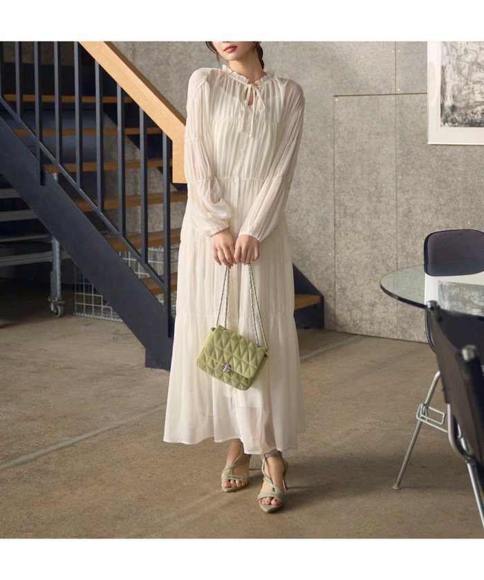 【プロポーション ボディドレッシング/PROPORTION BODY DRESSING】のシアーシャーリングワンピース インテリア・キッズ・メンズ・レディースファッション・服の通販 founy(ファニー) https://founy.com/ ファッション Fashion レディースファッション WOMEN ワンピース Dress シフォン Chiffon シャーリング Shirring ティアード Tiered 夏 Summer |ID: prp329100004499884 ipo3291000000031747929