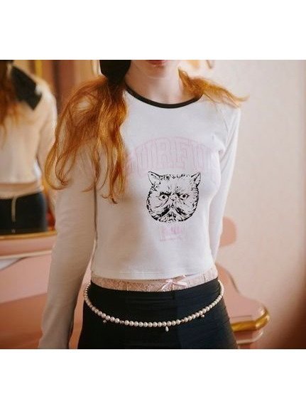 【ファーファー/FURFUR】の【Philly chocolate】キャットプリントTシャツ 人気、トレンドファッション・服の通販 founy(ファニー) 　ファッション　Fashion　レディースファッション　WOMEN　トップス・カットソー　Tops/Tshirt　シャツ/ブラウス　Shirts/Blouses　ロング / Tシャツ　T-Shirts　ギフト プレゼント　Gift Present　グラフィック　Graphic　コンパクト　Compact　ジュエリー　Jewelry　スリーブ　Sleeve　トレンド　Trend　フロント　Front　プリント　Print　猫　Cat　 other-1|ID: prp329100004500244 ipo3291000000031750736