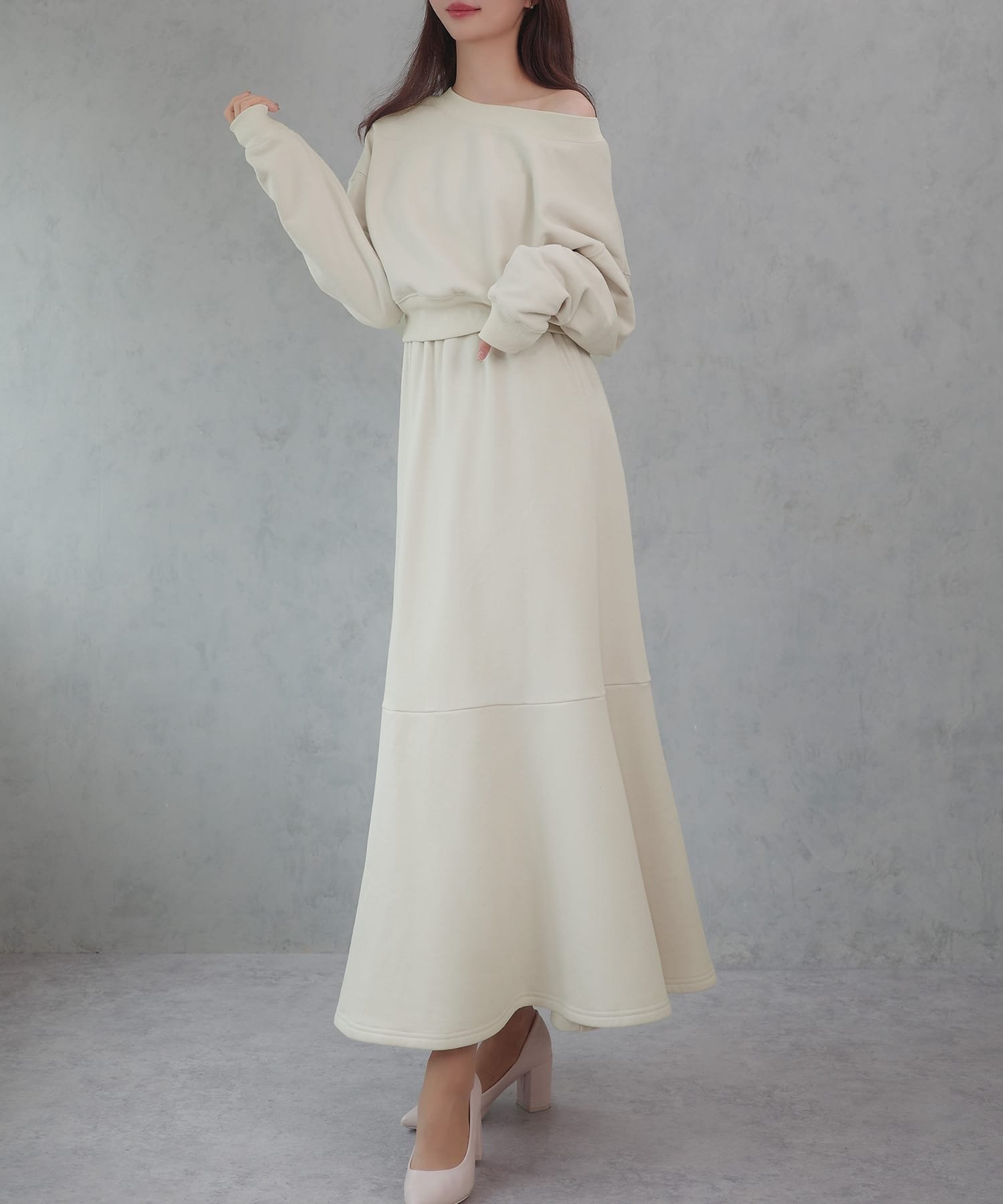【ジュノア/JUNOAH】の裏起毛ボートネックトップス+スカート インテリア・キッズ・メンズ・レディースファッション・服の通販 founy(ファニー) 　ファッション　Fashion　レディースファッション　WOMEN　スカート　Skirt　アイボリー|ID: prp329100004500263 ipo3291000000031750953