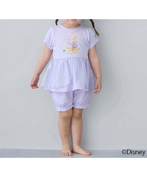 【その他のブランド/Other】の【Disney】ペプラムパジャマ インテリア・キッズ・メンズ・レディースファッション・服の通販 founy(ファニー) 　ファッション　Fashion　キッズファッション　Fashion for Kids　ショート　Short, Short Length　チュール　Tulip, Tulip Motif　パジャマ　Pajamas, Sleepwear　フリル　Frill, Ruffle　プリント　Print, Printed Pattern　ペプラム　Peplum, Flared Hem　ボトム　Bottoms, Lower Wear　ポケット　Pocket, Pocket Detail　リラックス　Relax, Relaxed Fit　旅行　Travel　ラベンダー|ID: prp329100004500375 ipo3291000000032727573