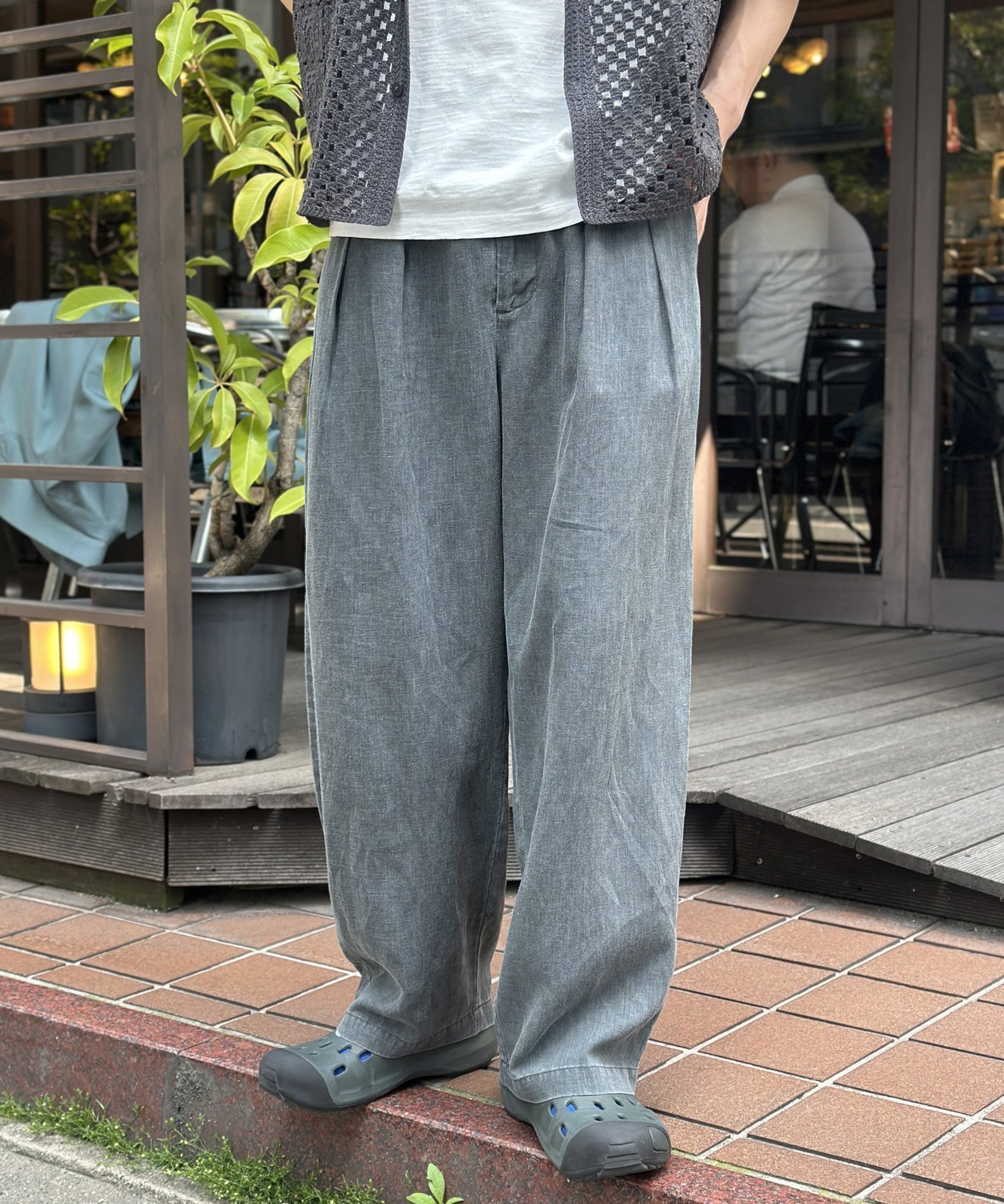 【シーピーシーエム/CPCM】のピグメントリネン混トラウザーパンツ インテリア・キッズ・メンズ・レディースファッション・服の通販 founy(ファニー) 　ファッション　Fashion　レディースファッション　WOMEN　パンツ　Pants　アクセサリー　Accessories　サンダル　Sandals　シンプル　Simple　半袖　Short Sleeve　リネン　Linen　リラックス　Relax　ワイド　Wide　おすすめ　Recommend　夏　Summer　ブラック|ID: prp329100004500532 ipo3291000000031995805