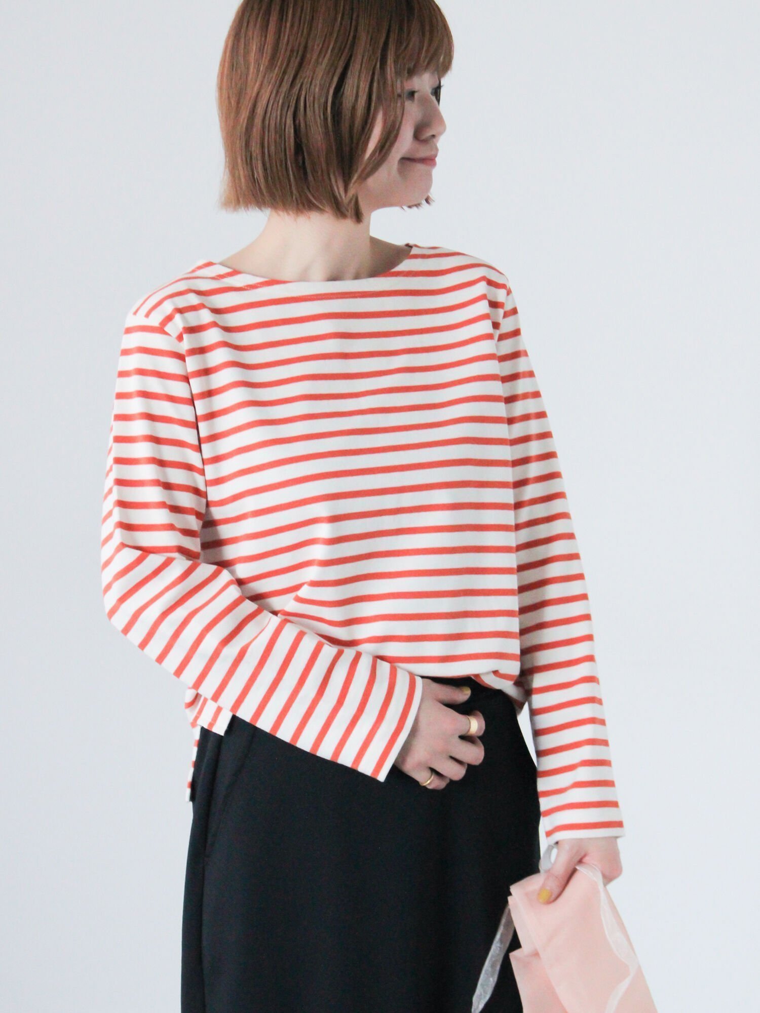 【テチチ/Te chichi】のボーダー長袖カットソー《2025spring catalog item》 インテリア・キッズ・メンズ・レディースファッション・服の通販 founy(ファニー) 　雑誌掲載アイテム　Magazine Items　ファッション雑誌　Fashion Magazines　スプリング　SPRiNG　ファッション　Fashion　レディースファッション　WOMEN　トップス・カットソー　Tops/Tshirt　カットソー　Cut and Sewn　2025年　2025　2025春夏・S/S　Ss,Spring/Summer,2025　カットソー　Cut And Sew　スリット　Slit　ボーダー　Border　エレガント 上品　Elegant　長袖　Long Sleeve　雑誌　Magazine　オレンジ|ID: prp329100004500553 ipo3291000000031753369