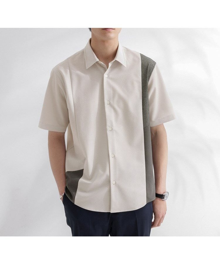 【タケオキクチ/TAKEO KIKUCHI / MEN】のサイド切り替え 半袖シャツ 人気、トレンドファッション・服の通販 founy(ファニー) 　ファッション　Fashion　メンズファッション　MEN　アウトドア　Outdoor　アシンメトリー　Asymmetry　カットソー　Cut And Sew　軽量　Lightweight　ストレッチ　Stretch　半袖　Short Sleeve　羽織　Haori　メッシュ　Mesh　おすすめ　Recommend　 other-1|ID: prp329100004500591 ipo3291000000031753665