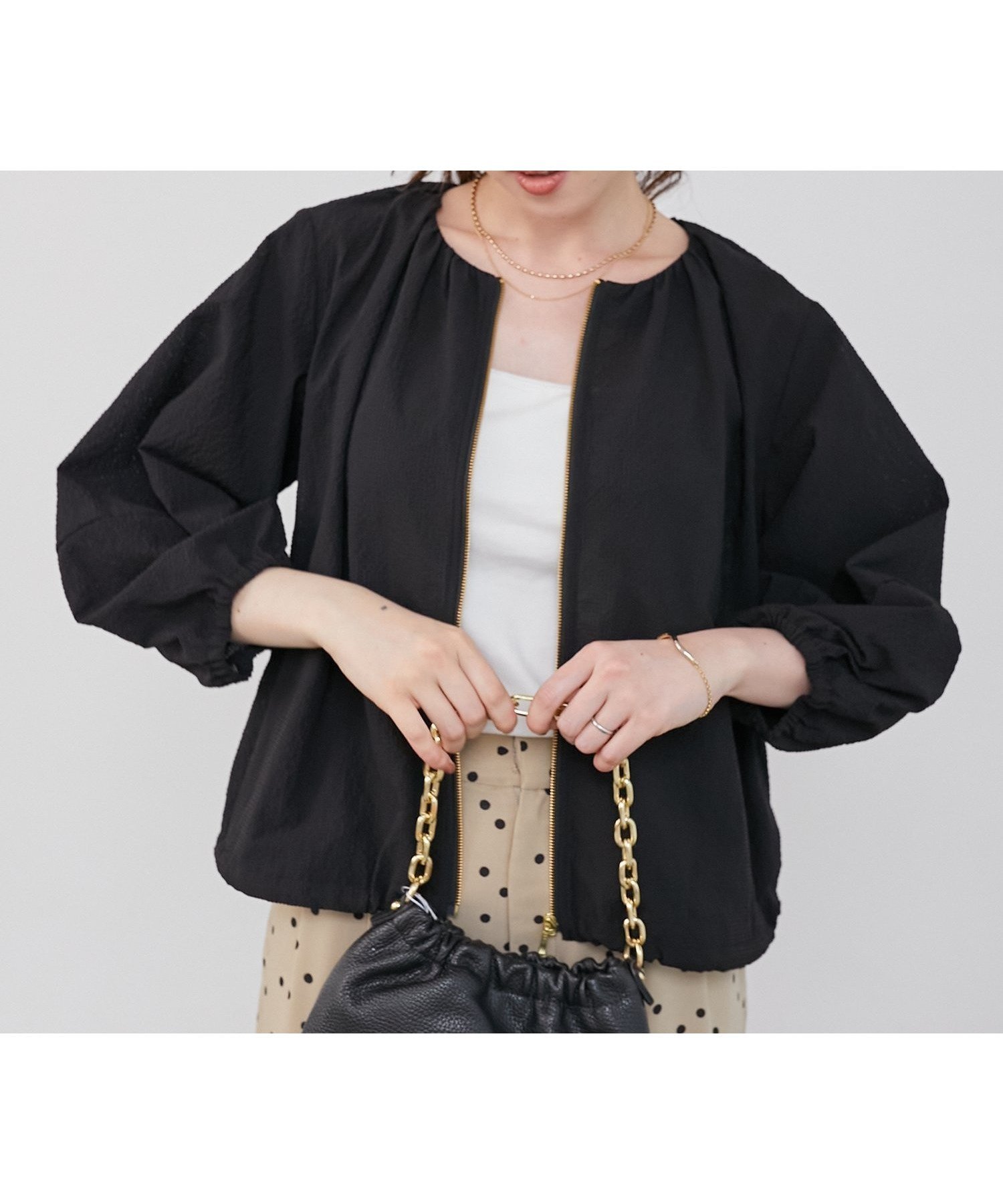 【ルクールブラン/le.coeur blanc】のカラミタンブラーランタンスリーブブルゾン インテリア・キッズ・メンズ・レディースファッション・服の通販 founy(ファニー) 　ファッション　Fashion　レディースファッション　WOMEN　アウター　Coat Outerwear　ブルゾン　Blouson/Jackets　タンブラー　Tumbler　切替　Switching　夏　Summer　春　Spring　S/S・春夏　Ss・Spring/Summer　ブラック|ID: prp329100004500811 ipo3291000000031860848