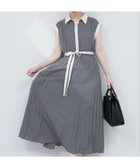 【ナチュラルクチュール/natural couture】のサイドプリーツ配色デザインワンピース チャコールグレー|ID: prp329100004500875 ipo3291000000031756677