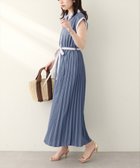 【ナチュラルクチュール/natural couture】のサイドプリーツ配色デザインワンピース ブルー|ID: prp329100004500875 ipo3291000000031756679