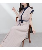 【ナチュラルクチュール/natural couture】のサイドプリーツ配色デザインワンピース ピンクベージュ|ID: prp329100004500875 ipo3291000000031756680