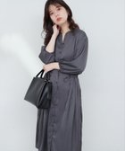 【ナチュラルクチュール/natural couture】のたっぷりギャザーサテンワンピース チャコールグレー|ID: prp329100004500879 ipo3291000000031756727
