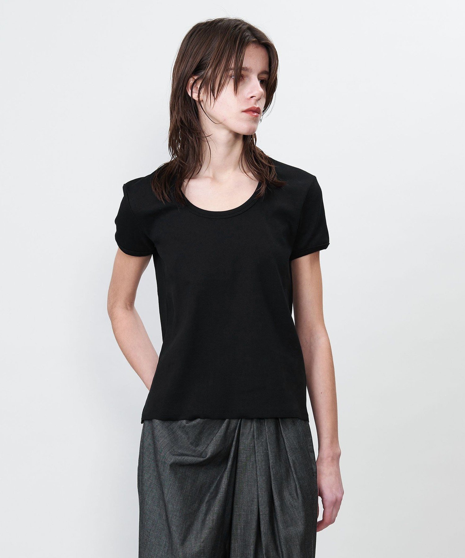 【ユナイテッドアローズ/UNITED ARROWS】のASTRAET リブ UネックTシャツ インテリア・キッズ・メンズ・レディースファッション・服の通販 founy(ファニー) 　ファッション　Fashion　レディースファッション　WOMEN　トップス・カットソー　Tops/Tshirt　シャツ/ブラウス　Shirts/Blouses　ロング / Tシャツ　T-Shirts　コンパクト　Compact　スタイリッシュ　Stylish　BLACK|ID: prp329100004501709 ipo3291000000031763486