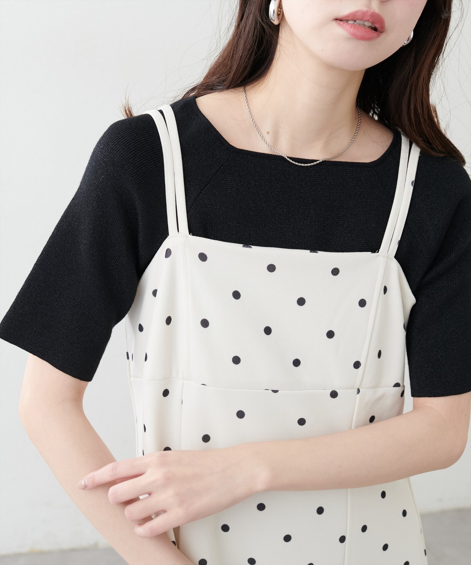 【ナチュラルクチュール/natural couture】の【WEB限定】スクエアネックリブ半袖ニット インテリア・キッズ・メンズ・レディースファッション・服の通販 founy(ファニー) 　ファッション　Fashion　レディースファッション　WOMEN　トップス・カットソー　Tops/Tshirt　ニット　Knit Tops　2025年　2025　2025春夏・S/S　Ss,Spring/Summer,2025　おすすめ　Recommend　インナー　Inner　カーディガン　Cardigan　キャミワンピース　Cami Dress　シンプル　Simple　スクエア　Square　デニム　Denim　フレア　Flare　ポケット　Pocket　エレガント 上品　Elegant　半袖　Short Sleeve　ブラック|ID: prp329100004502330 ipo3291000000031960190