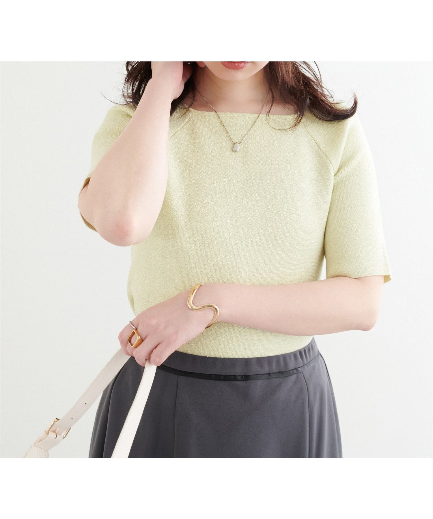 【ナチュラルクチュール/natural couture】の【WEB限定】スクエアネックリブ半袖ニット インテリア・キッズ・メンズ・レディースファッション・服の通販 founy(ファニー) 　ファッション　Fashion　レディースファッション　WOMEN　トップス・カットソー　Tops/Tshirt　ニット　Knit Tops　2025年　2025　2025春夏・S/S　Ss,Spring/Summer,2025　おすすめ　Recommend　インナー　Inner　カーディガン　Cardigan　キャミワンピース　Cami Dress　シンプル　Simple　スクエア　Square　デニム　Denim　フレア　Flare　ポケット　Pocket　エレガント 上品　Elegant　半袖　Short Sleeve　イエロー|ID: prp329100004502330 ipo3291000000031960194