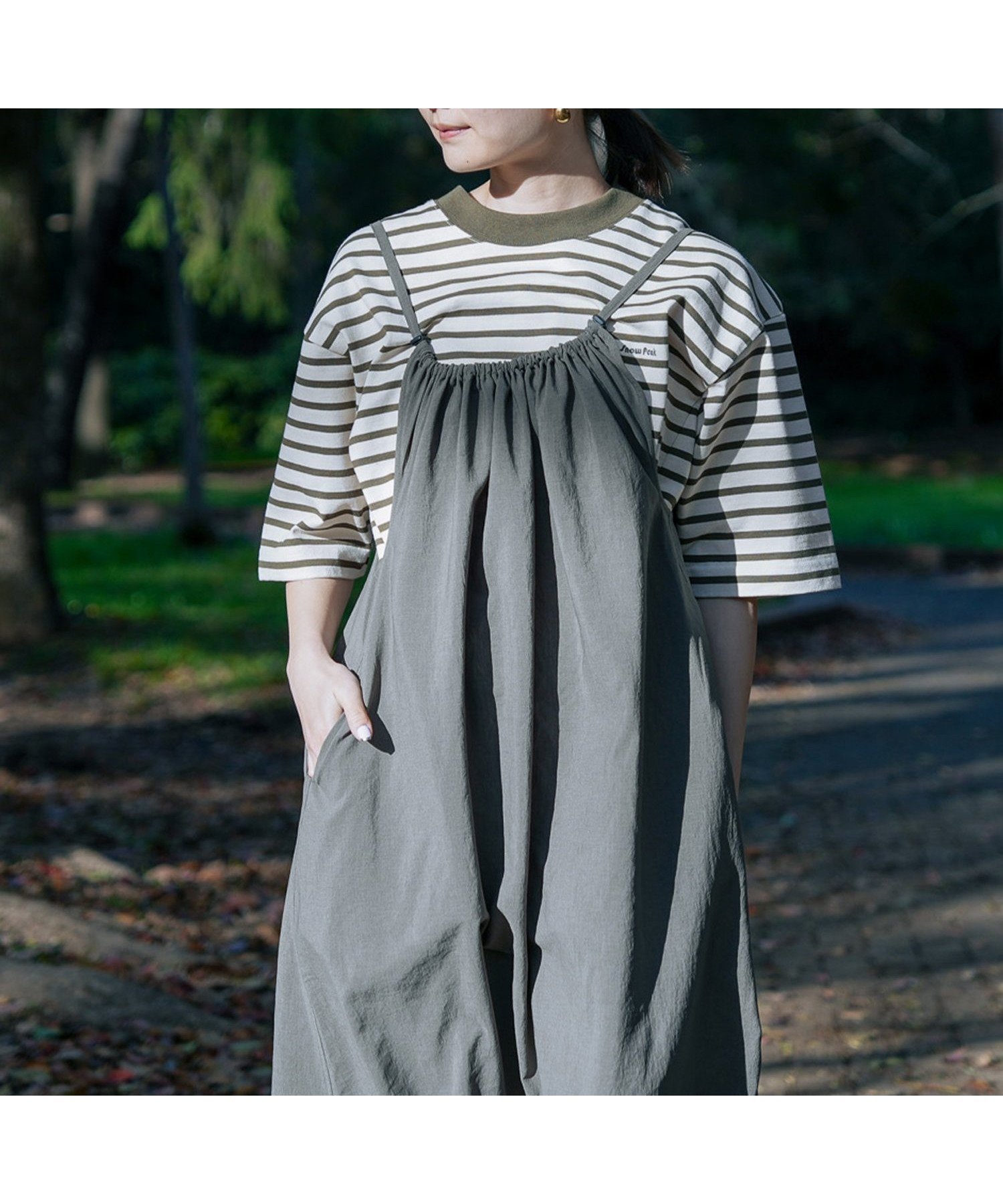 【スノーピーク/SNOW PEAK】のHeavy Cotton Border T-Shirt インテリア・キッズ・メンズ・レディースファッション・服の通販 founy(ファニー) 　ファッション　Fashion　レディースファッション　Ladies' Fashion Online　トップス・カットソー　Tops/Tshirt　シャツ/ブラウス　Shirts/Blouses　ロング / Tシャツ　T-Shirts　春　Spring　シンプル　Simple　スマート　Smart　パターン　Pattern　フィット　Fit　ベーシック　Basic　ボーダー　Border　ポケット　Pocket　半袖　Short Sleeve　無地　Plain Color　S/S・春夏　Ss・Spring/Summer　夏　Summer　2025年　2025　2025春夏・S/S　Ss,Spring/Summer,2025　GREEN BD|ID: prp329100004502687 ipo3291000000032656394