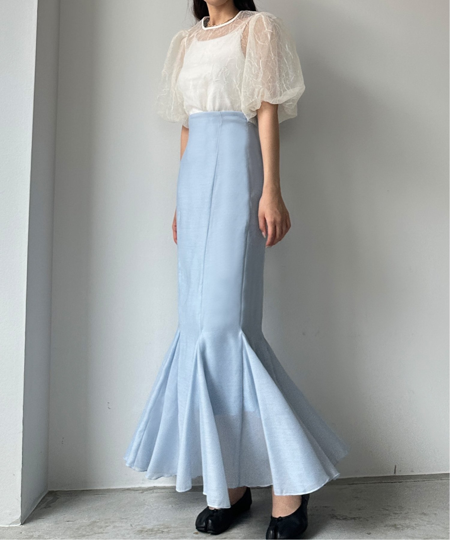 【ジュノア/JUNOAH】のLouere シアーマーメイドスカート インテリア・キッズ・メンズ・レディースファッション・服の通販 founy(ファニー) 　ファッション　Fashion　レディースファッション　WOMEN　スカート　Skirt　ブルー|ID: prp329100004502707 ipo3291000000031966964