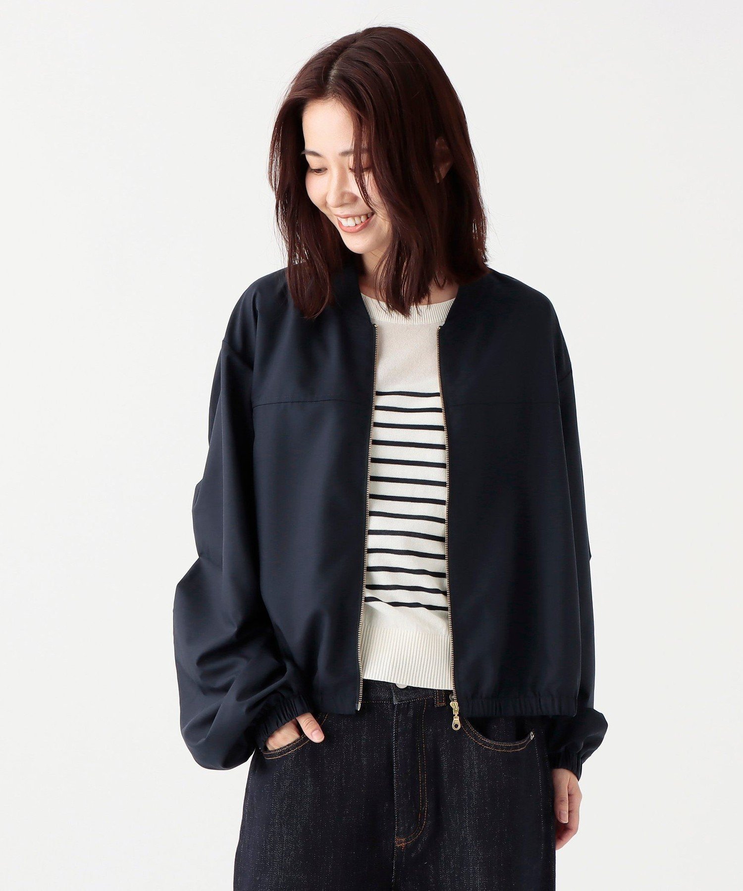 【アフタヌーンティー リビング/Afternoon Tea LIVING】のMA-1ライトブルゾン インテリア・キッズ・メンズ・レディースファッション・服の通販 founy(ファニー) 　ファッション　Fashion　レディースファッション　WOMEN　アウター　Coat Outerwear　ブルゾン　Blouson/Jackets　MA-1　MA-1　エレガント 上品　Elegant　ギャザー　Gather　バランス　Balance　フィット　Fit　フロント　Front　ブルゾン　Blouson　ポケット　Pocket　メタル　Metal　ネイビー|ID: prp329100004503655 ipo3291000000031783338