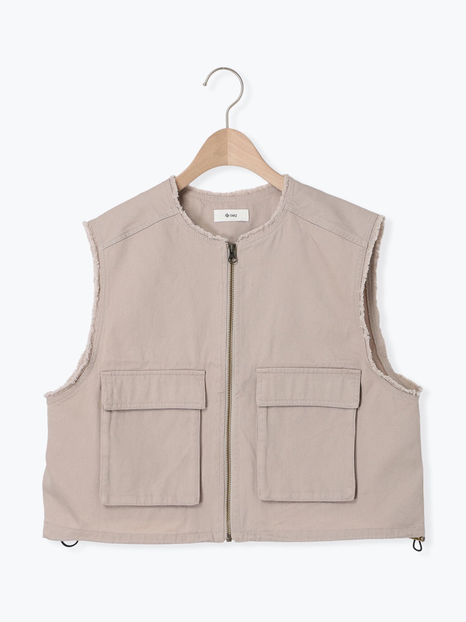 【サマンサモスモス/Samansa Mos2】のツイル/デニムフリンジショートベスト 人気、トレンドファッション・服の通販 founy(ファニー) 　ファッション　Fashion　レディースファッション　WOMEN　アウター　Coat Outerwear　トップス・カットソー　Tops/Tshirt　ベスト/ジレ　Gilets/Vests　おすすめ　Recommend　カットソー　Cut And Sew　ショート　Short　ツイル　Twill　フラップ　Flap　フリンジ　Fringe　フロント　Front　ベスト　Vest　ポケット　Pocket　ワンポイント　One Point　 other-1|ID: prp329100004503705 ipo3291000000031783850