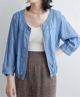 【ヴァンス エクスチェンジ/VENCE EXCHANGE】のデニムクルーネックブルゾン 人気、トレンドファッション・服の通販 founy(ファニー) ファッション Fashion レディースファッション WOMEN アウター Coat Outerwear ブルゾン Blouson/Jackets おすすめ Recommend ギャザー Gather コンパクト Compact デニム Denim バランス Balance フレア Flare ブルゾン Blouson ボトム Bottom ワイド Wide |ID:prp329100004503735