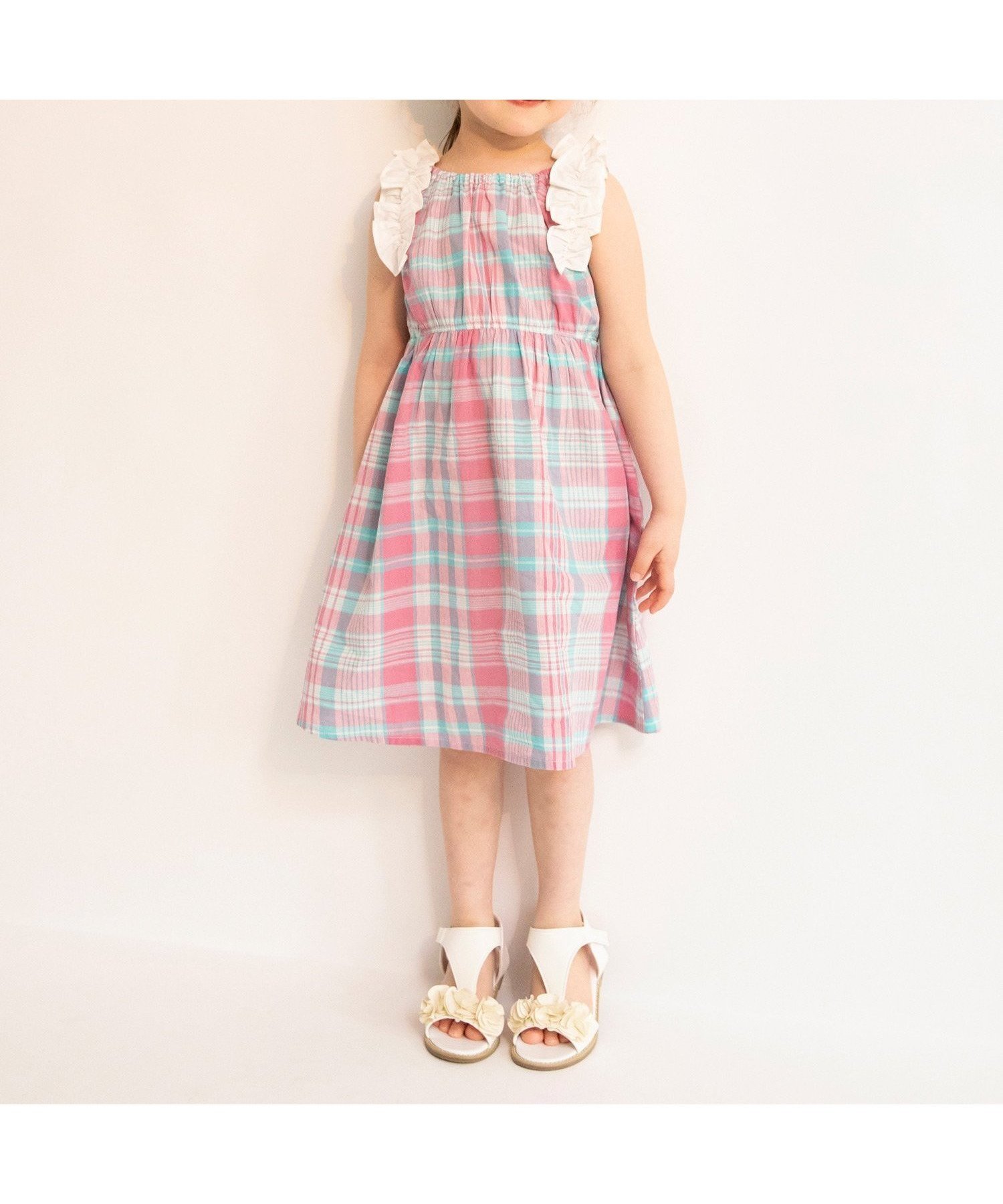 【ブランシェス/branshes / KIDS】の肩フリルワンピース インテリア・キッズ・メンズ・レディースファッション・服の通販 founy(ファニー) 　ファッション　Fashion　キッズファッション　KIDS　ワンピース　Dress/Kids　おすすめ　Recommend　ギャザー　Gather　サンダル　Sandals　チェック　Check　ノースリーブ　No Sleeve　フリル　Frills　ボタニカル　Botanical　ポケット　Pocket　リゾート　Resort　吸水　Water Absorption　夏　Summer　春　Spring　S/S・春夏　Ss・Spring/Summer　ピンク|ID: prp329100004504115 ipo3291000000031910268