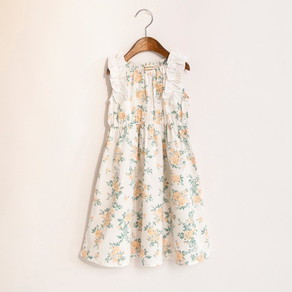 【ブランシェス/branshes / KIDS】の肩フリルワンピース インテリア・キッズ・メンズ・レディースファッション・服の通販 founy(ファニー) 　ファッション　Fashion　キッズファッション　KIDS　ワンピース　Dress/Kids　おすすめ　Recommend　ギャザー　Gather　サンダル　Sandals　チェック　Check　ノースリーブ　No Sleeve　フリル　Frills　ボタニカル　Botanical　ポケット　Pocket　リゾート　Resort　吸水　Water Absorption　夏　Summer　春　Spring　S/S・春夏　Ss・Spring/Summer　アイボリー|ID: prp329100004504115 ipo3291000000031910270