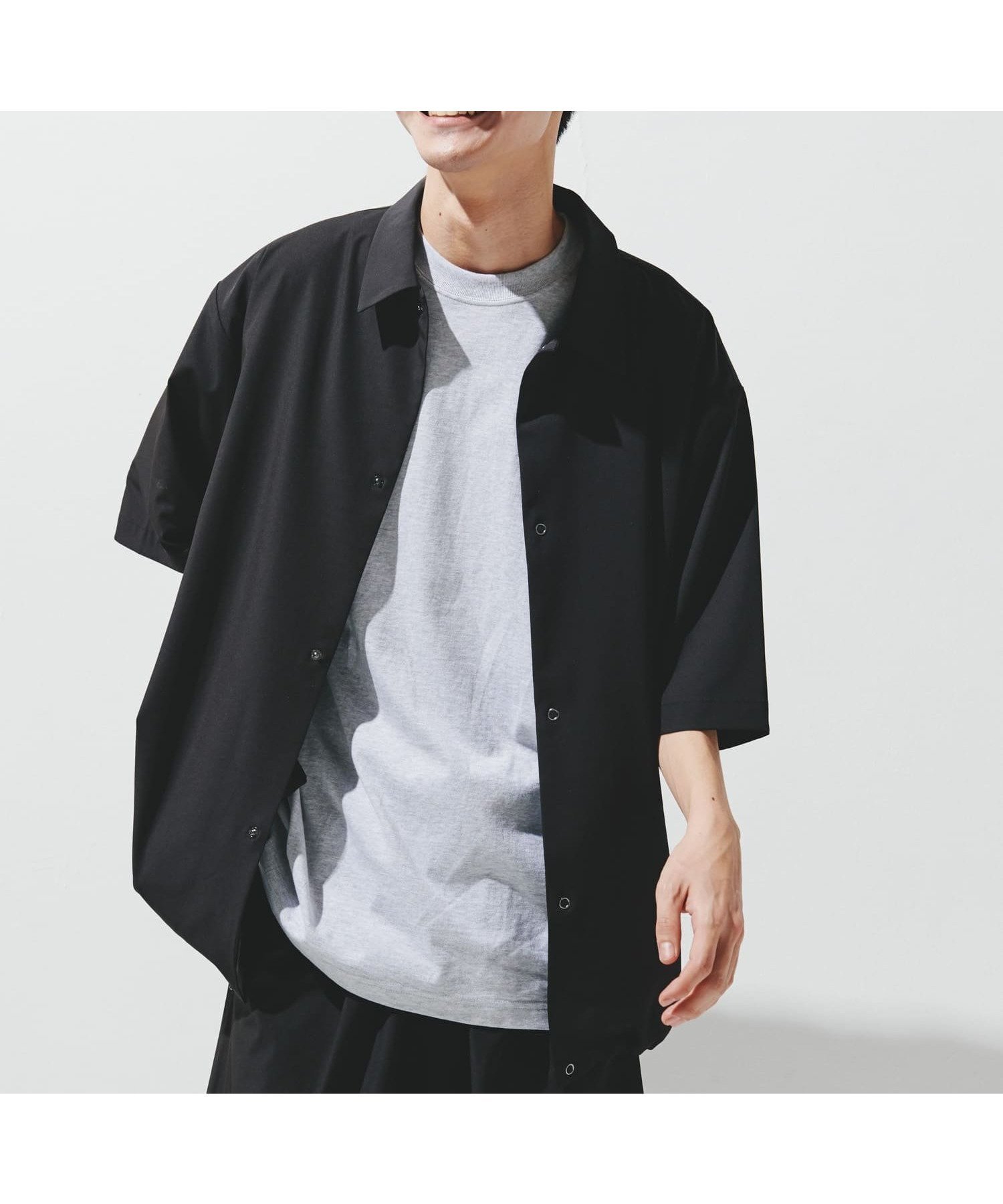 【アーバンリサーチ ドアーズ/URBAN RESEARCH DOORS / MEN】の『仁村紗和さん着用』『UR TECH』サマシェア シャツカーディガン インテリア・キッズ・メンズ・レディースファッション・服の通販 founy(ファニー) 　ファッション　Fashion　メンズファッション　MEN　2025年　2025　2025春夏・S/S　Ss,Spring/Summer,2025　カーディガン　Cardigan　ドローコード　Draw Cord　吸水　Water Absorption　夏　Summer　S/S・春夏　Ss・Spring/Summer　BLACK|ID: prp329100004504311 ipo3291000000031848919
