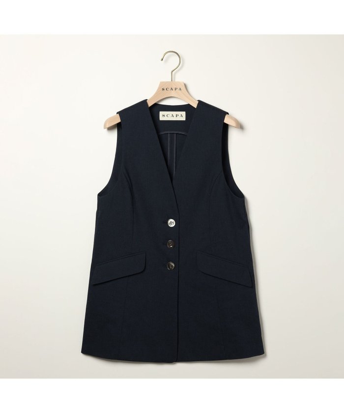 【スキャパ/SCAPA】のストレッチコットンベスト インテリア・キッズ・メンズ・レディースファッション・服の通販 founy(ファニー) https://founy.com/ ファッション Fashion レディースファッション WOMEN アウター Coat Outerwear トップス・カットソー Tops/Tshirt ベスト/ジレ Gilets/Vests インナー Inner エレガント 上品 Elegant ストレッチ Stretch フラップ Flap フロント Front ベスト Vest ポケット Pocket マニッシュ Mannish ロング Long |ID: prp329100004505340 ipo3291000000031797771