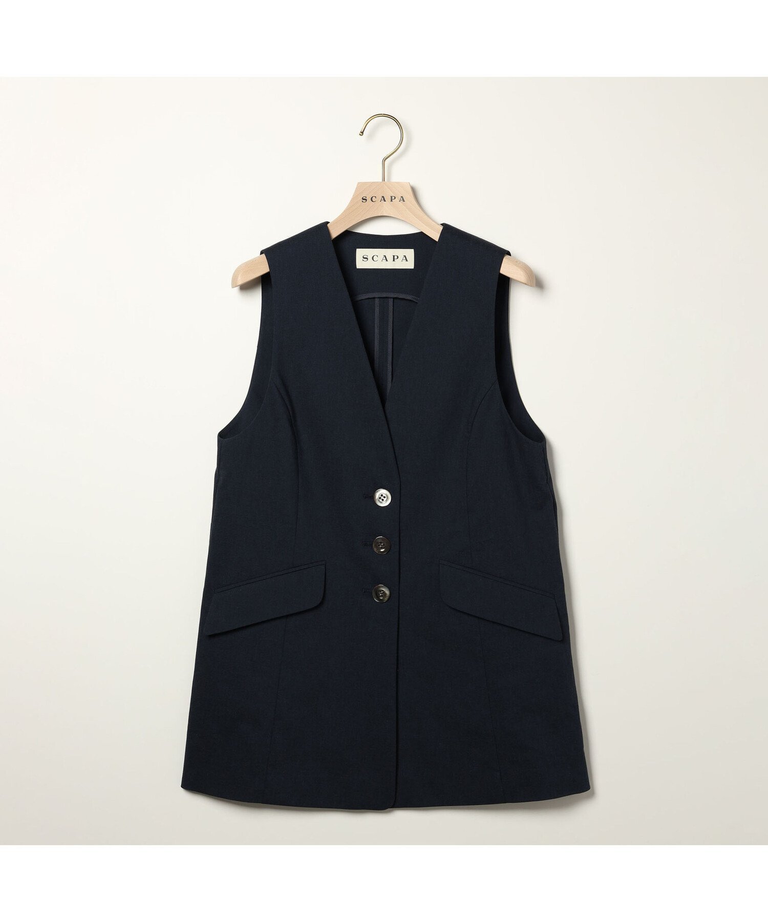 【スキャパ/SCAPA】のストレッチコットンベスト 人気、トレンドファッション・服の通販 founy(ファニー) 　ファッション　Fashion　レディースファッション　WOMEN　アウター　Coat Outerwear　トップス・カットソー　Tops/Tshirt　ベスト/ジレ　Gilets/Vests　インナー　Inner　エレガント 上品　Elegant　ストレッチ　Stretch　フラップ　Flap　フロント　Front　ベスト　Vest　ポケット　Pocket　マニッシュ　Mannish　ロング　Long　 other-1|ID: prp329100004505340 ipo3291000000031797771