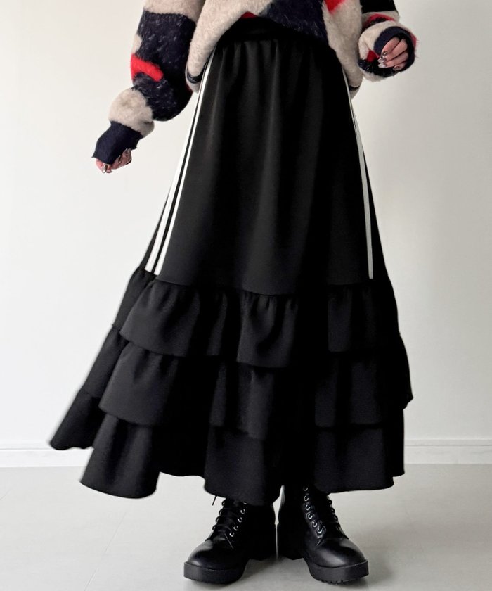 【ジュノア/JUNOAH】のサイドライントラックティアードスカート インテリア・キッズ・メンズ・レディースファッション・服の通販 founy(ファニー) https://founy.com/ ファッション Fashion レディースファッション WOMEN スカート Skirt ティアードスカート Tiered Skirts |ID: prp329100004505767 ipo3291000000031996178