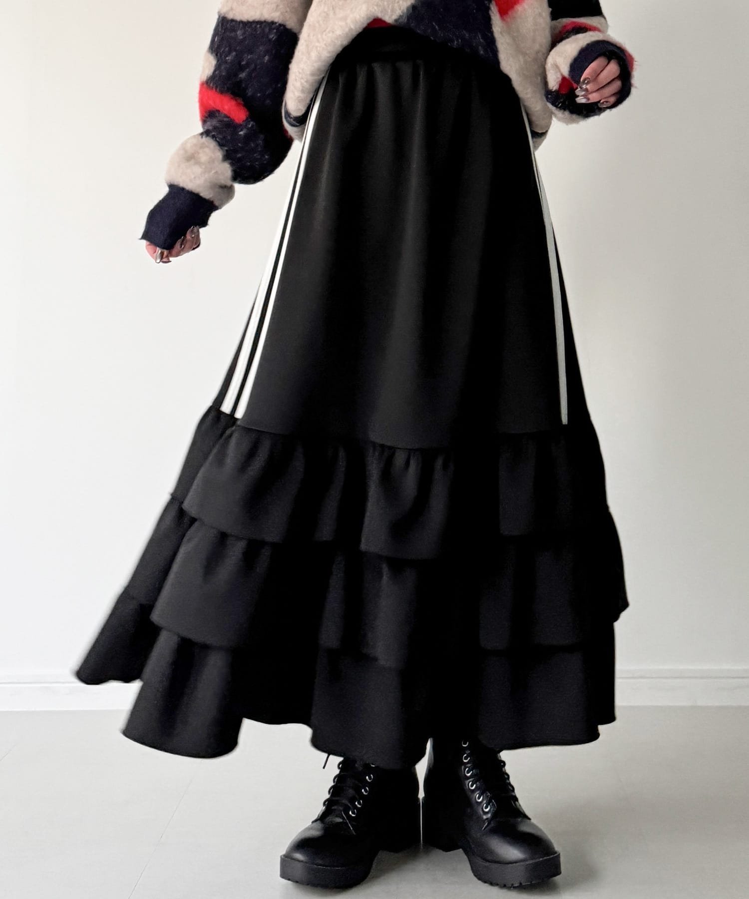 【ジュノア/JUNOAH】のサイドライントラックティアードスカート 人気、トレンドファッション・服の通販 founy(ファニー) 　ファッション　Fashion　レディースファッション　WOMEN　スカート　Skirt　ティアードスカート　Tiered Skirts　 other-1|ID: prp329100004505767 ipo3291000000031996178