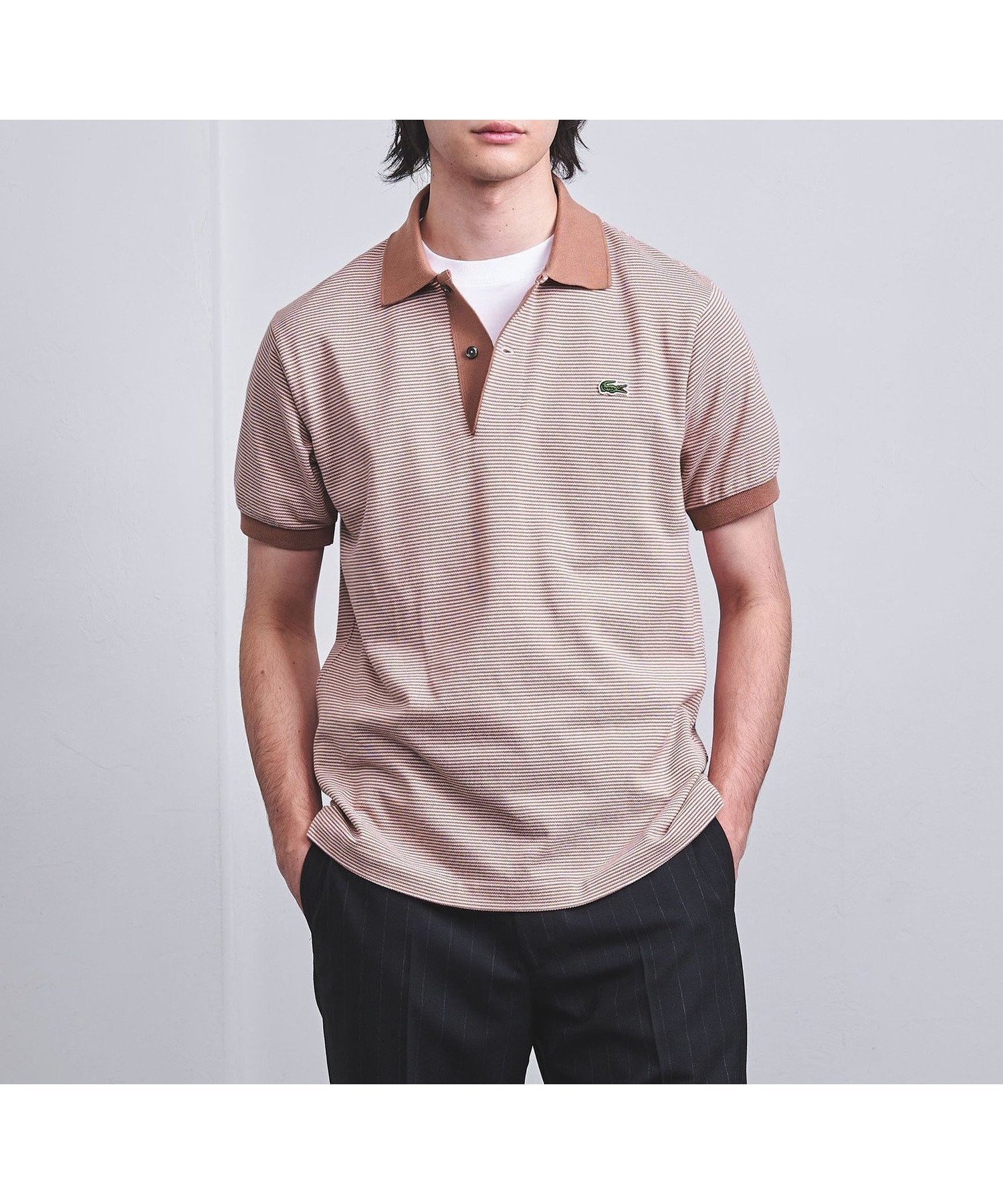 【ユナイテッドアローズ/UNITED ARROWS / MEN】の【別注】 LACOSTE ボーダー スキッパー ポロシャツ インテリア・キッズ・メンズ・レディースファッション・服の通販 founy(ファニー) 　ファッション　Fashion　メンズファッション　MEN　インナー　Inner　ジャケット　Jacket　スキッパー　Skipper　スポーツ　Sports　定番　Standard　フランス　France　ボーダー　Border　ポロシャツ　Polo Shirt　別注　Special Order　モダン　Modern　リネン　Linen　おすすめ　Recommend　夏　Summer　エレガント 上品　Elegant　LT.PINK|ID: prp329100004507318 ipo3291000000031913092