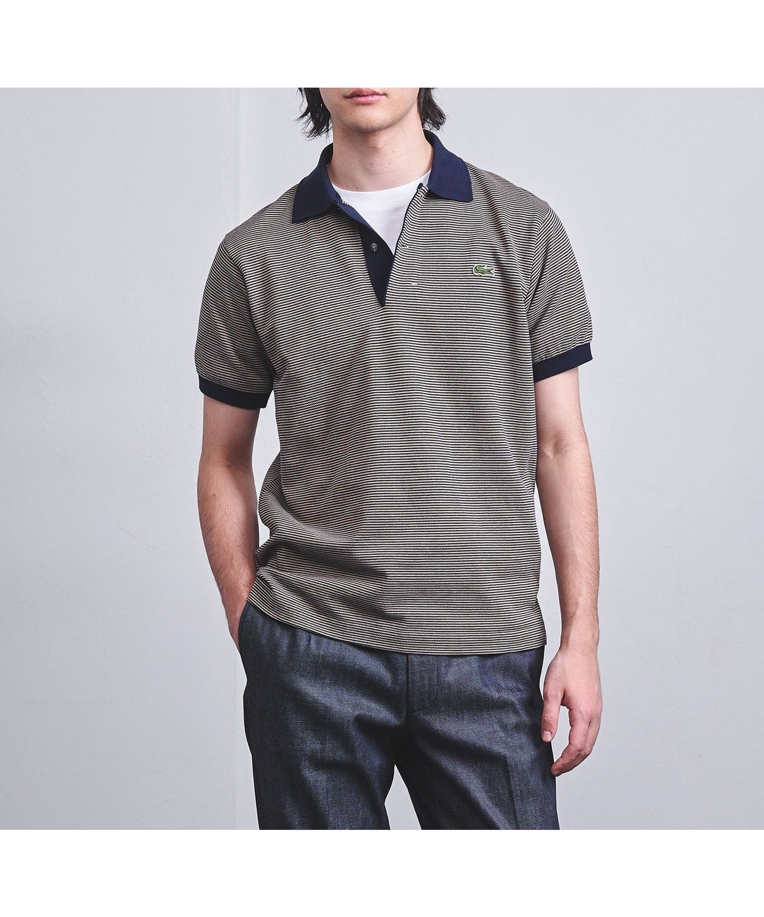 【ユナイテッドアローズ/UNITED ARROWS / MEN】の【別注】 LACOSTE ボーダー スキッパー ポロシャツ インテリア・キッズ・メンズ・レディースファッション・服の通販 founy(ファニー) 　ファッション　Fashion　メンズファッション　MEN　インナー　Inner　ジャケット　Jacket　スキッパー　Skipper　スポーツ　Sports　定番　Standard　フランス　France　ボーダー　Border　ポロシャツ　Polo Shirt　別注　Special Order　モダン　Modern　リネン　Linen　おすすめ　Recommend　夏　Summer　エレガント 上品　Elegant　NAVY|ID: prp329100004507318 ipo3291000000031913094