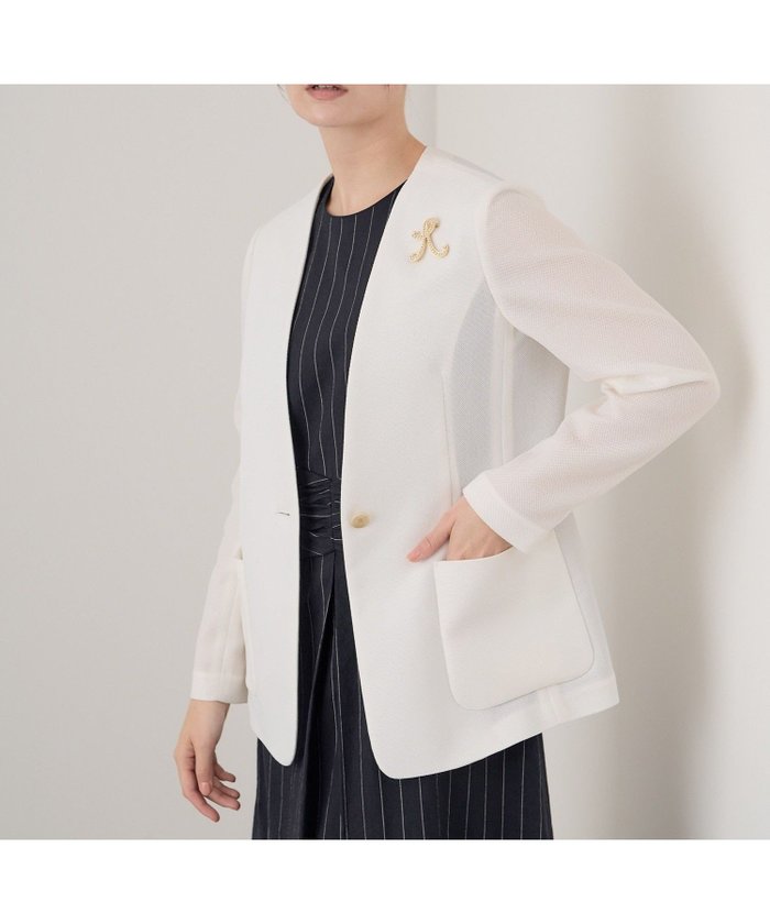 【アナイ/ANAYI】のからみノーカラーVネック ジャケット インテリア・キッズ・メンズ・レディースファッション・服の通販 founy(ファニー) https://founy.com/ ファッション Fashion レディースファッション WOMEN アウター Coat Outerwear ジャケット Jackets インナー Inner ショート Short シンプル Simple ジャケット Jacket ストレッチ Stretch ノースリーブ No Sleeve メッシュ Mesh ロング Long 夏 Summer |ID: prp329100004507542 ipo3291000000031991287