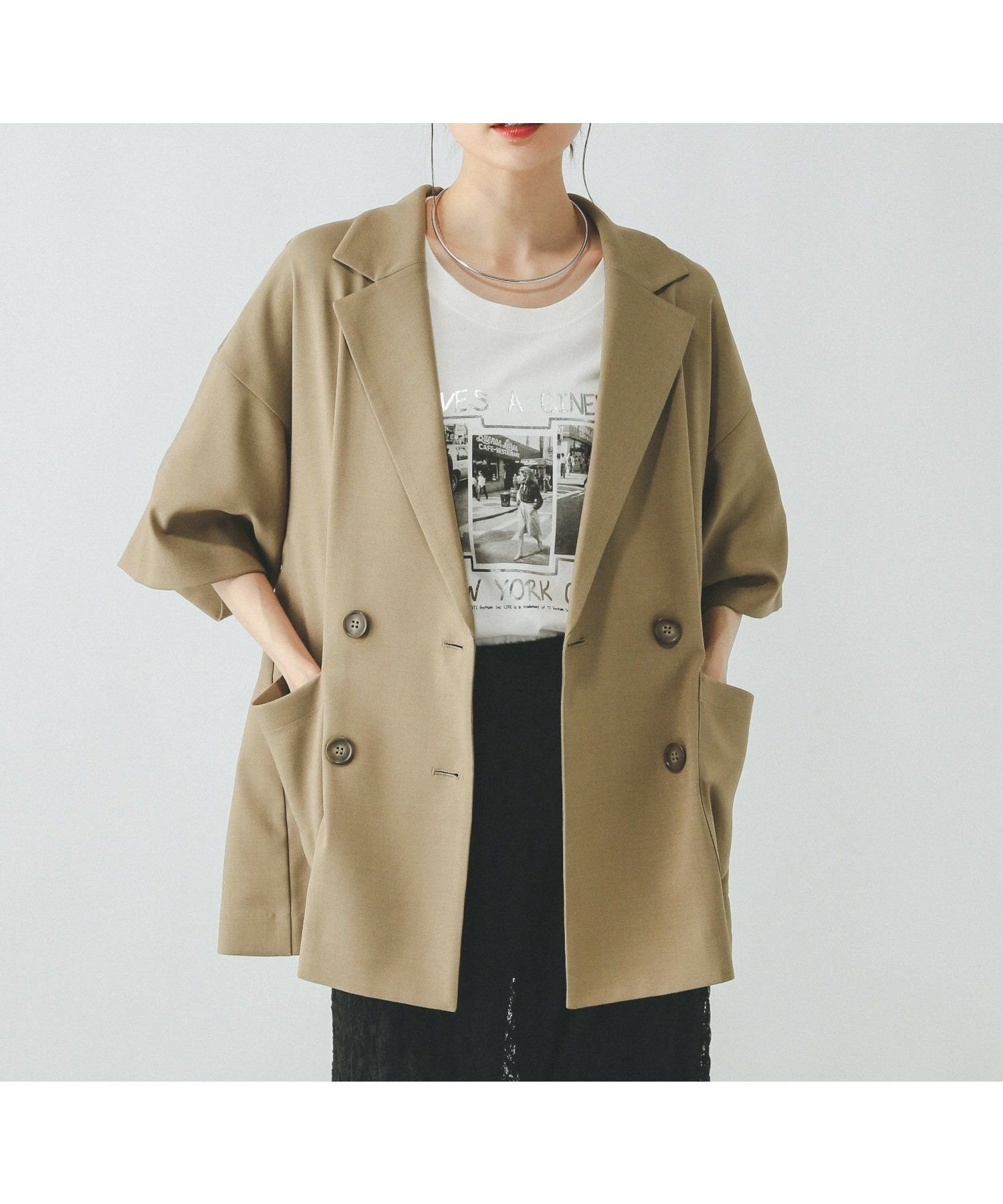 【グローバルワーク/GLOBAL WORK】のお手入れラクラクSET UPジャケット/290003 インテリア・キッズ・メンズ・レディースファッション・服の通販 founy(ファニー) 　ファッション　Fashion　レディースファッション　WOMEN　アウター　Coat Outerwear　ジャケット　Jackets　ジャケット　Jacket　ストレッチ　Stretch　ストレート　Straight　セットアップ　Set Up　リラックス　Relax　ワイド　Wide　半袖　Short Sleeve　夏　Summer　羽織　Haori　オリーブベージュ57|ID: prp329100004507555 ipo3291000000031817154