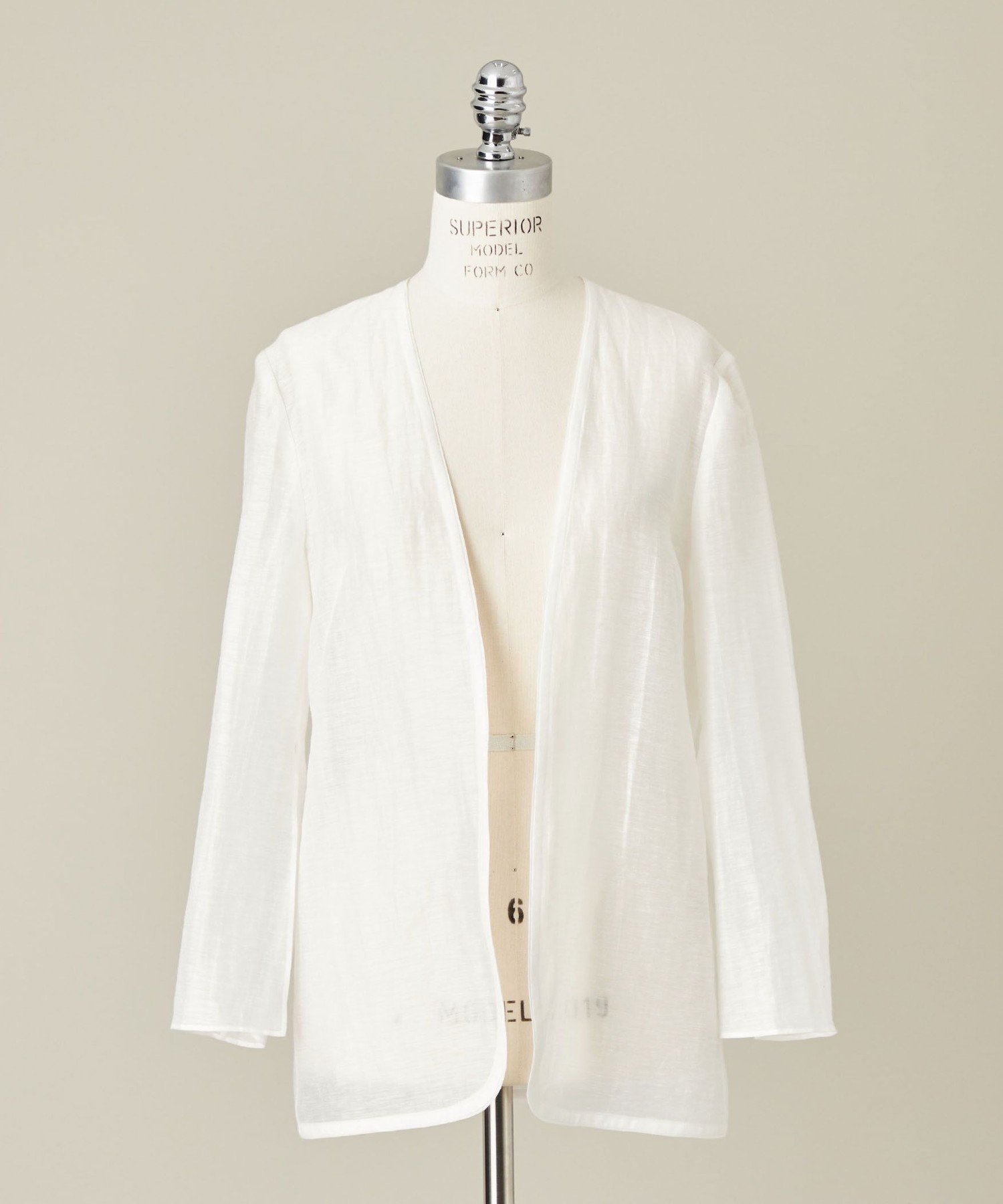 【ユナイテッドアローズ/UNITED ARROWS】のconte シアー ノーカラージャケット インテリア・キッズ・メンズ・レディースファッション・服の通販 founy(ファニー) 　ファッション　Fashion　レディースファッション　WOMEN　アウター　Coat Outerwear　ジャケット　Jackets　ノーカラージャケット　No Collar Leather Jackets　オーガンジー　Organdy　シアー　Sheer　ジャケット　Jacket　スリット　Slit　エレガント 上品　Elegant　WHITE|ID: prp329100004507608 ipo3291000000031817692