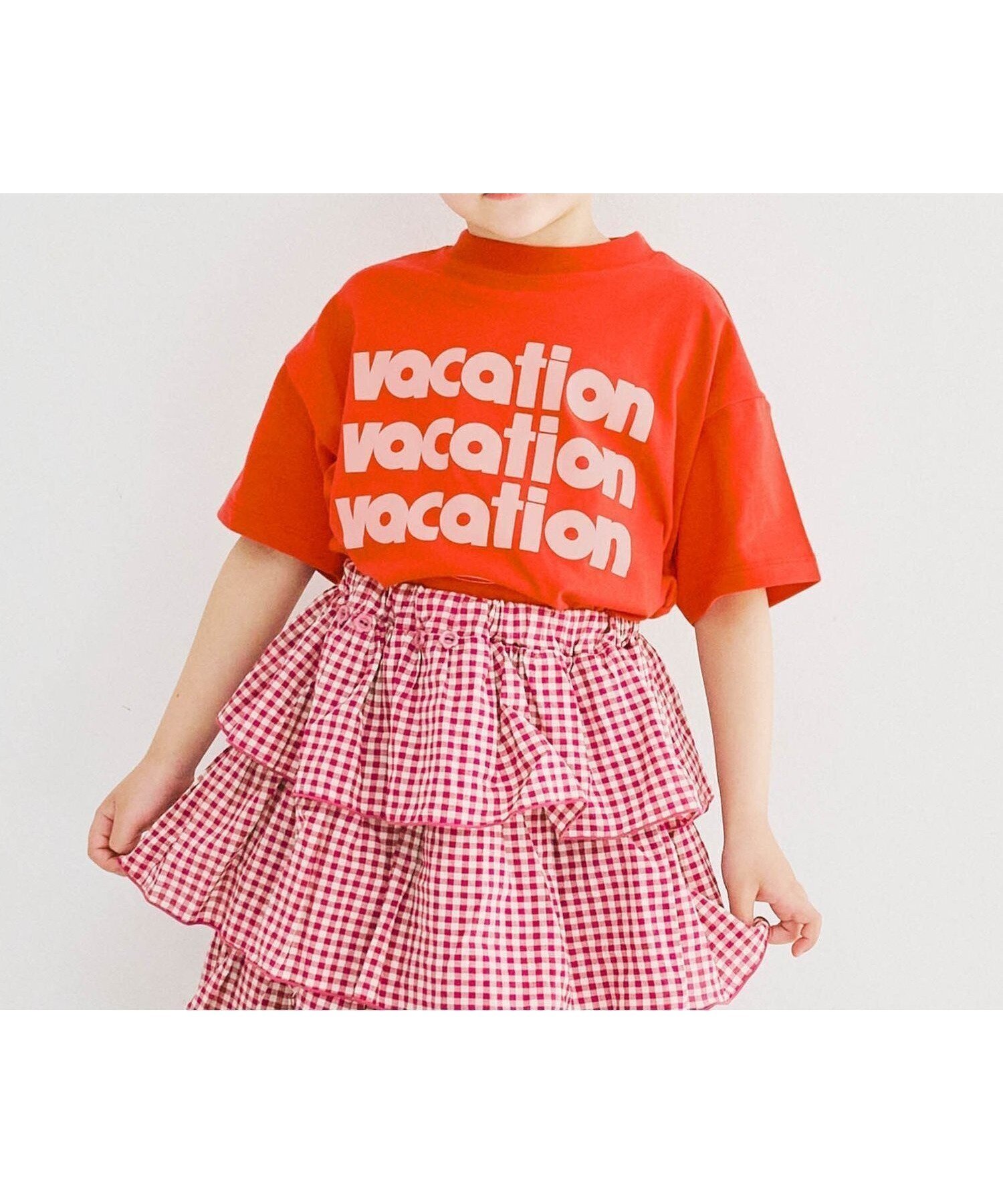 【その他のブランド/Other】のWe love VACATION2柄シンプルロゴTシャツ インテリア・キッズ・メンズ・レディースファッション・服の通販 founy(ファニー) 　ファッション　Fashion　キッズファッション　Fashion for Kids　おすすめ　Recommended / Our Picks　シンプル　Simple, Minimal　夏　Summer　レッド|ID: prp329100004508619 ipo3291000000032625275