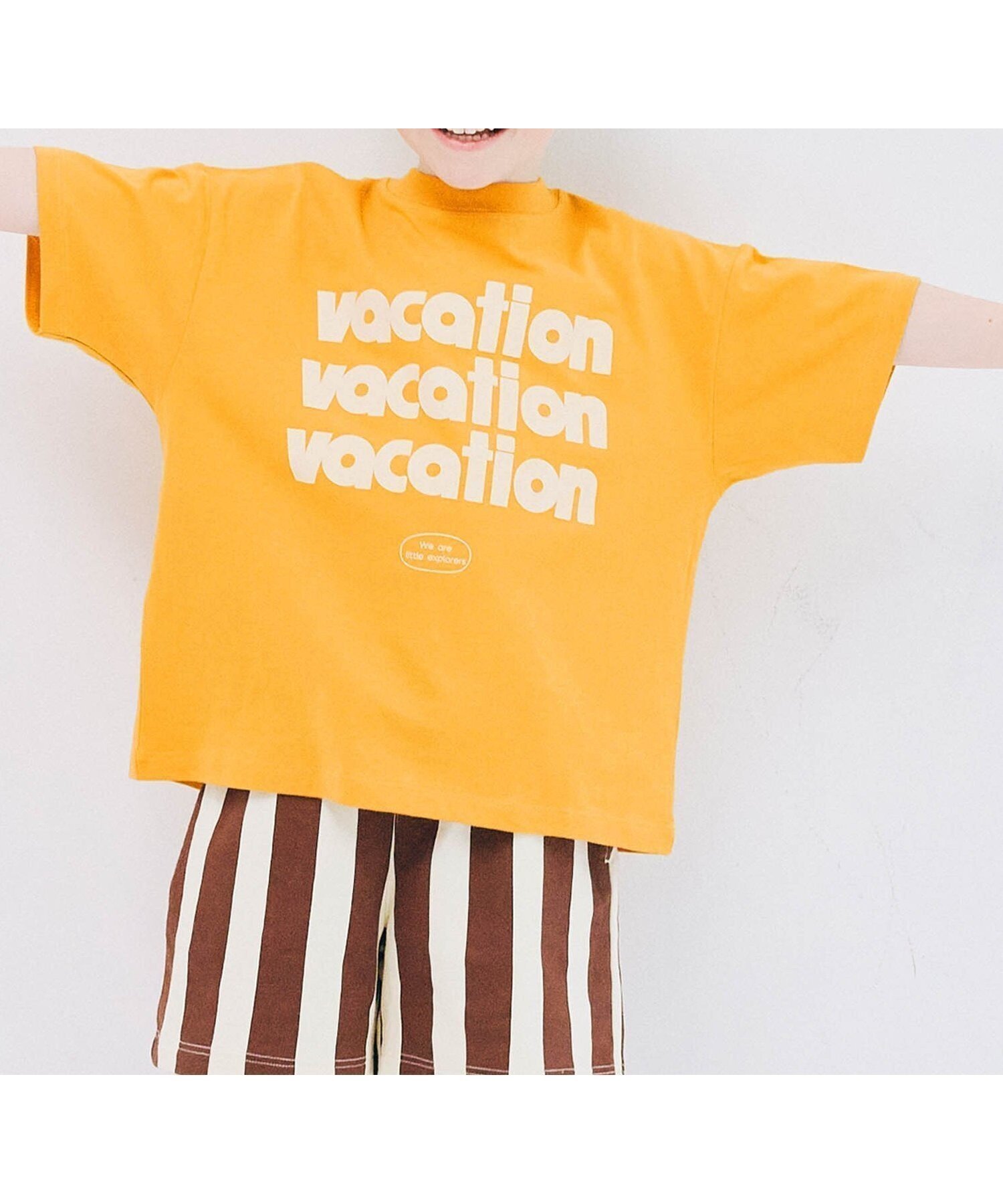 【その他のブランド/Other】のWe love VACATION2柄シンプルロゴTシャツ インテリア・キッズ・メンズ・レディースファッション・服の通販 founy(ファニー) 　ファッション　Fashion　キッズファッション　Fashion for Kids　おすすめ　Recommended / Our Picks　シンプル　Simple, Minimal　夏　Summer　イエロー|ID: prp329100004508619 ipo3291000000032625276