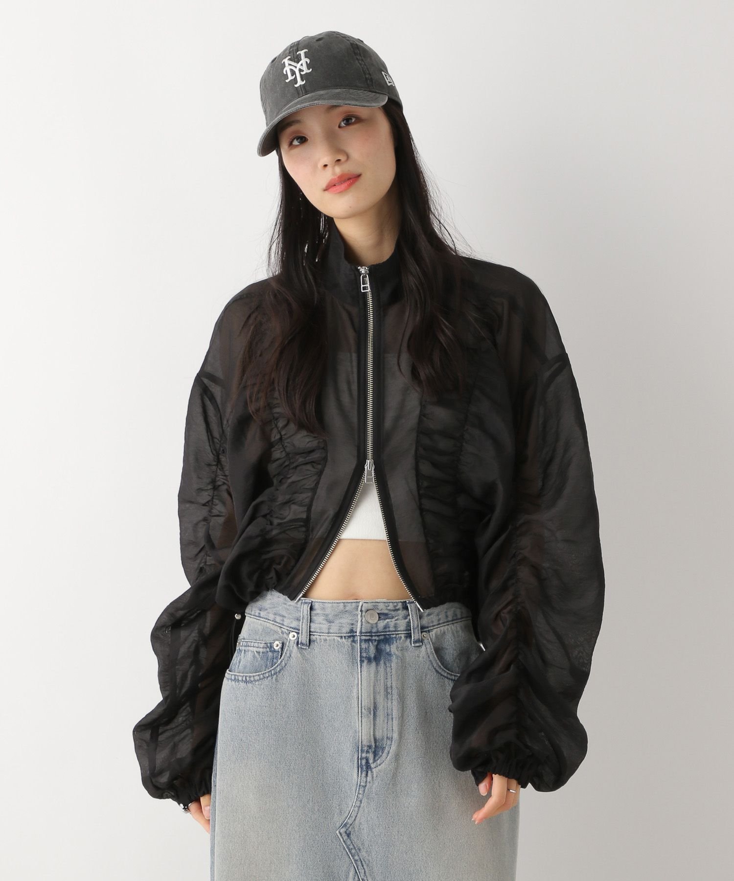 【ヘザー/Heather】のシャーリングシアーブルゾン インテリア・キッズ・メンズ・レディースファッション・服の通販 founy(ファニー) 　ファッション　Fashion　レディースファッション　WOMEN　アウター　Coat Outerwear　ブルゾン　Blouson/Jackets　インナー　Inner　ギャザー　Gather　シャーリング　Shirring　ダブル　Double　ブルゾン　Blouson　今季　This Season　羽織　Haori　ブラック|ID: prp329100004508893 ipo3291000000031832007
