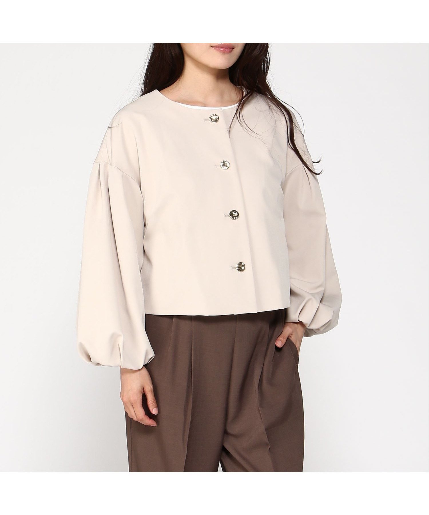 【グレディブリリアン/Gready Brilliant】のGready Brilliant/2_WクロスクルーパフSV インテリア・キッズ・メンズ・レディースファッション・服の通販 founy(ファニー) 　ファッション　Fashion　レディースファッション　WOMEN　シンプル　Simple　ジャケット　Jacket　スリーブ　Sleeve　ダブル　Double　トレンド　Trend　フェミニン　Feminine　エレガント 上品　Elegant　BEI|ID: prp329100004508916 ipo3291000000031832200