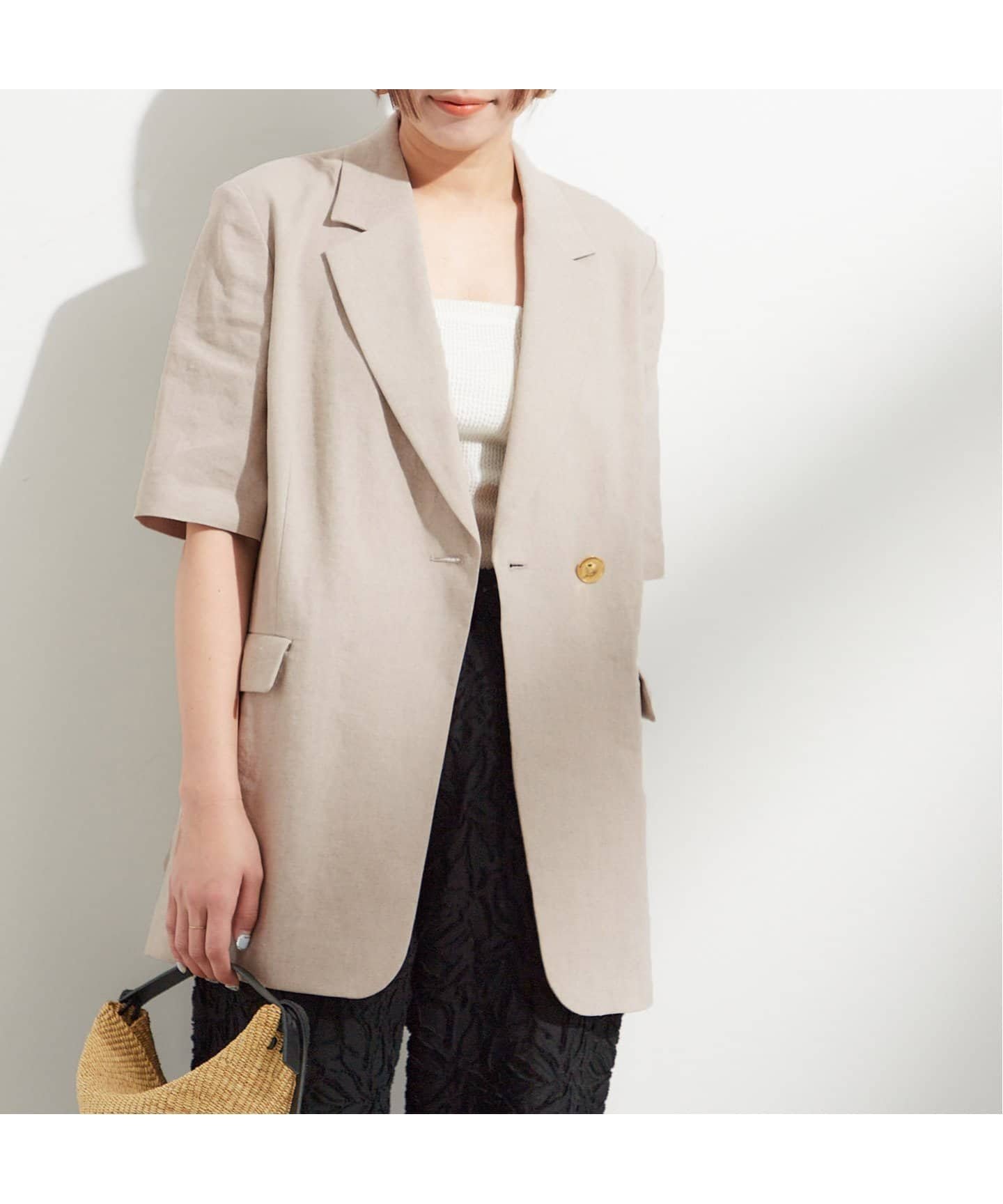 【ジャーナルスタンダード レサージュ/journal standard L'essage】の《追加》リネンハーフスリーブジャケット インテリア・キッズ・メンズ・レディースファッション・服の通販 founy(ファニー) 　ファッション　Fashion　レディースファッション　WOMEN　アウター　Coat Outerwear　ジャケット　Jackets　2025年　2025　2025春夏・S/S　Ss,Spring/Summer,2025　ナチュラル|ID: prp329100004508923 ipo3291000000032285451